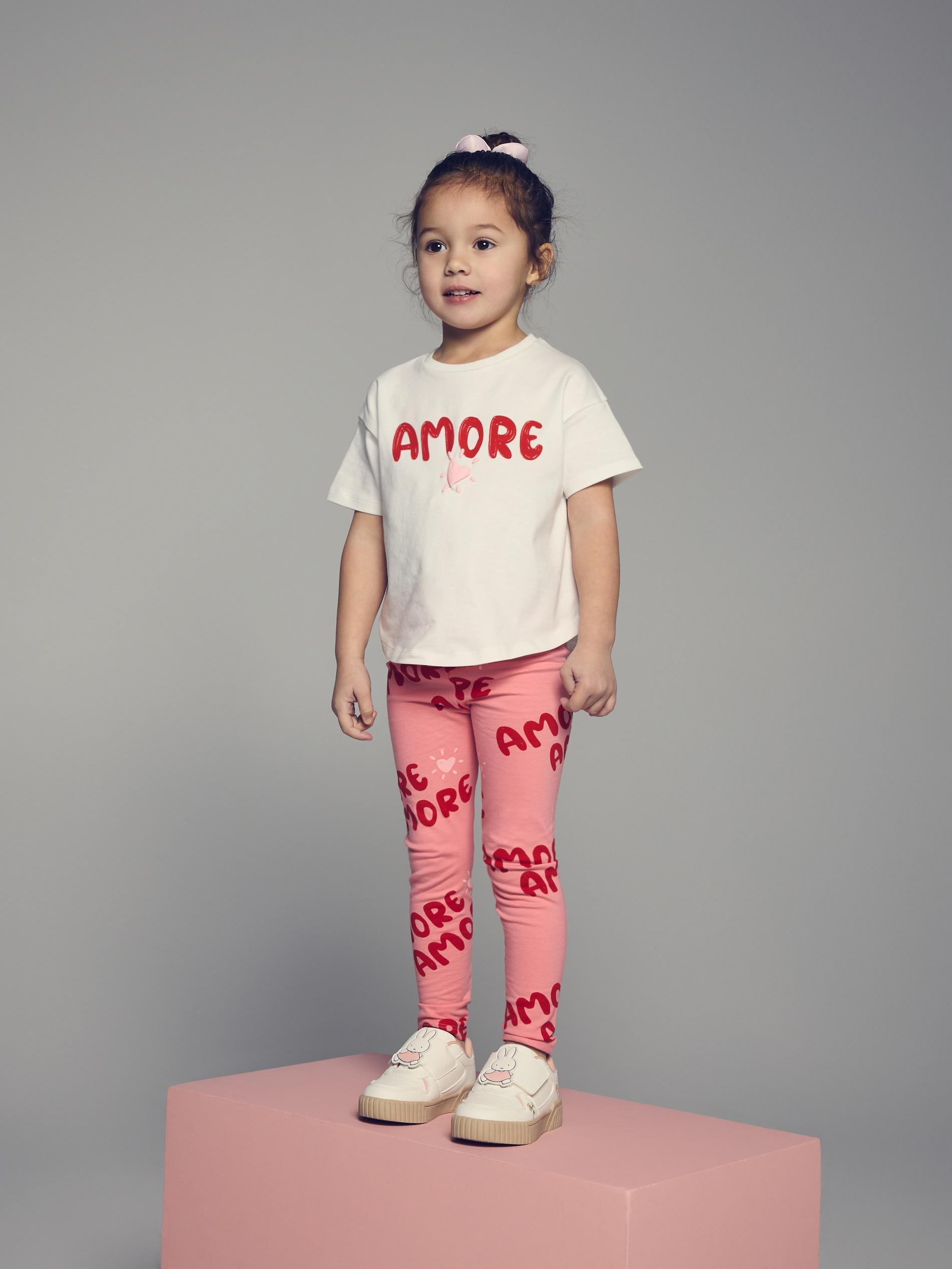 Pink Printed Cotton Rich Leggings, Pink, medium