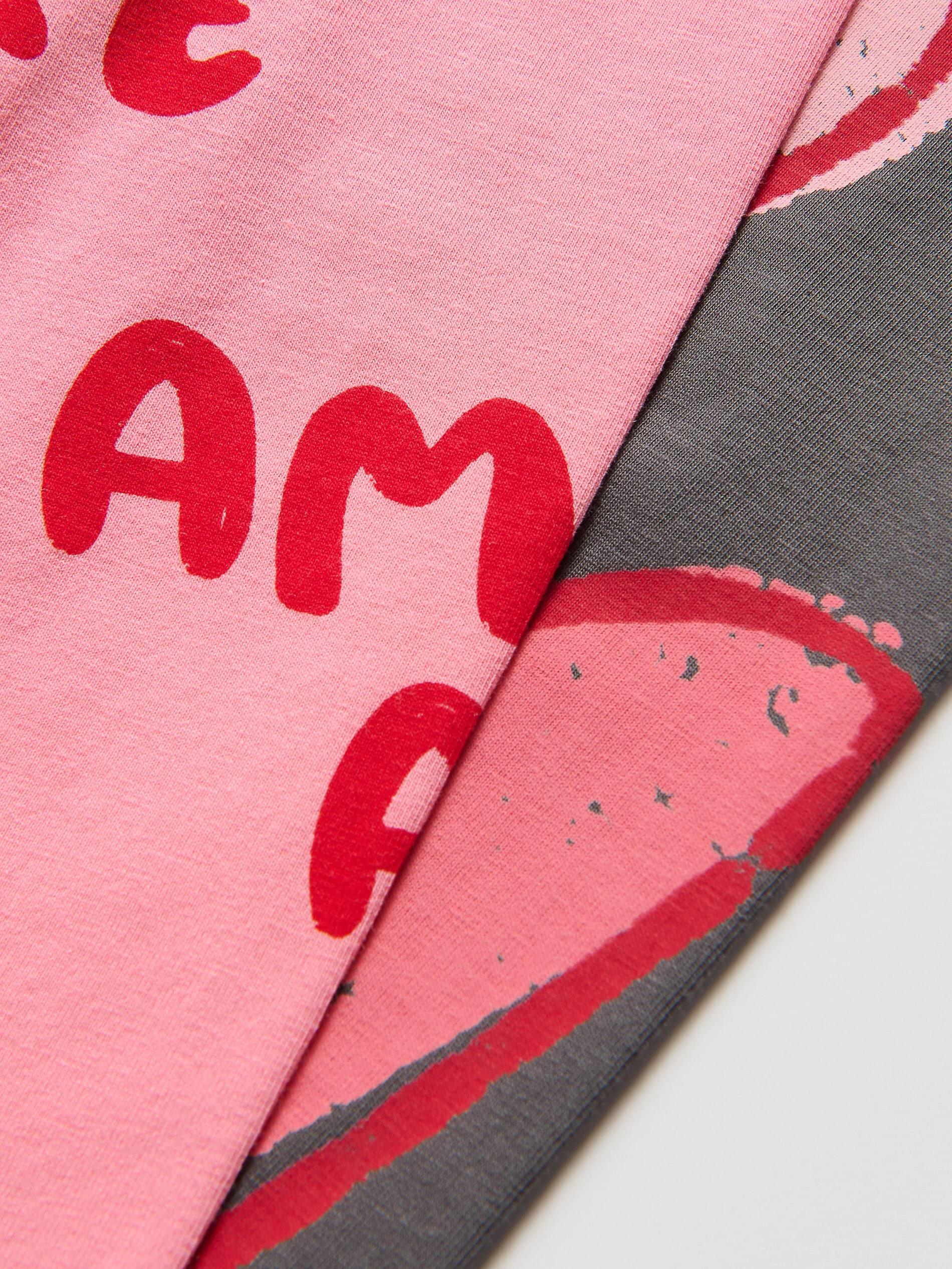 Pink Printed Cotton Rich Leggings, Pink, large image number 3