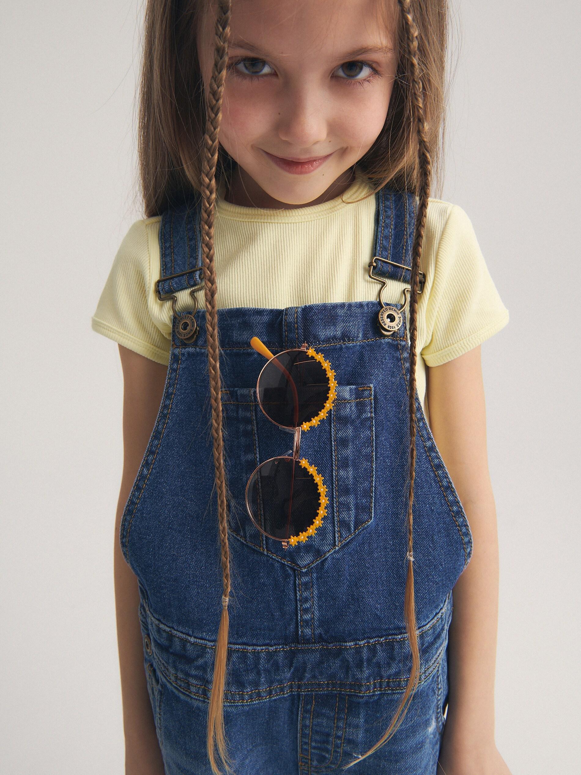 Blue Classic Denim Dungarees, Kids Girls, , large image number 1