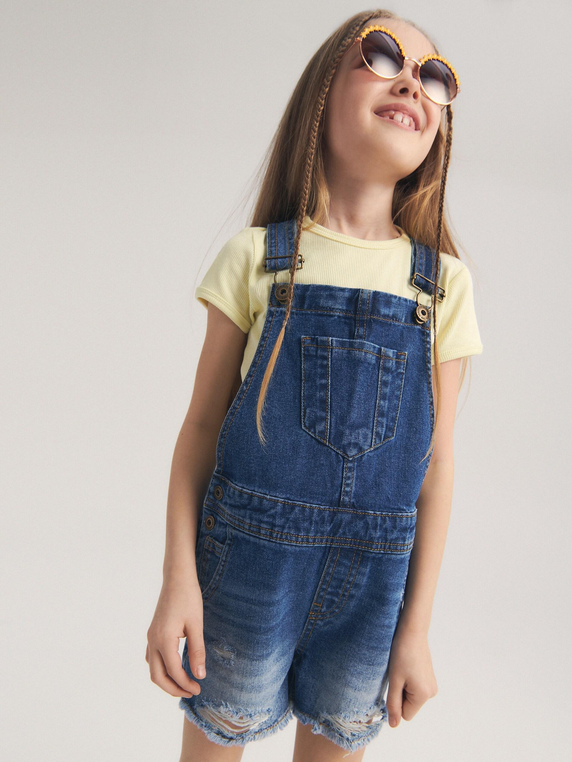 Blue Classic Denim Dungarees, Kids Girls, , large image number 2