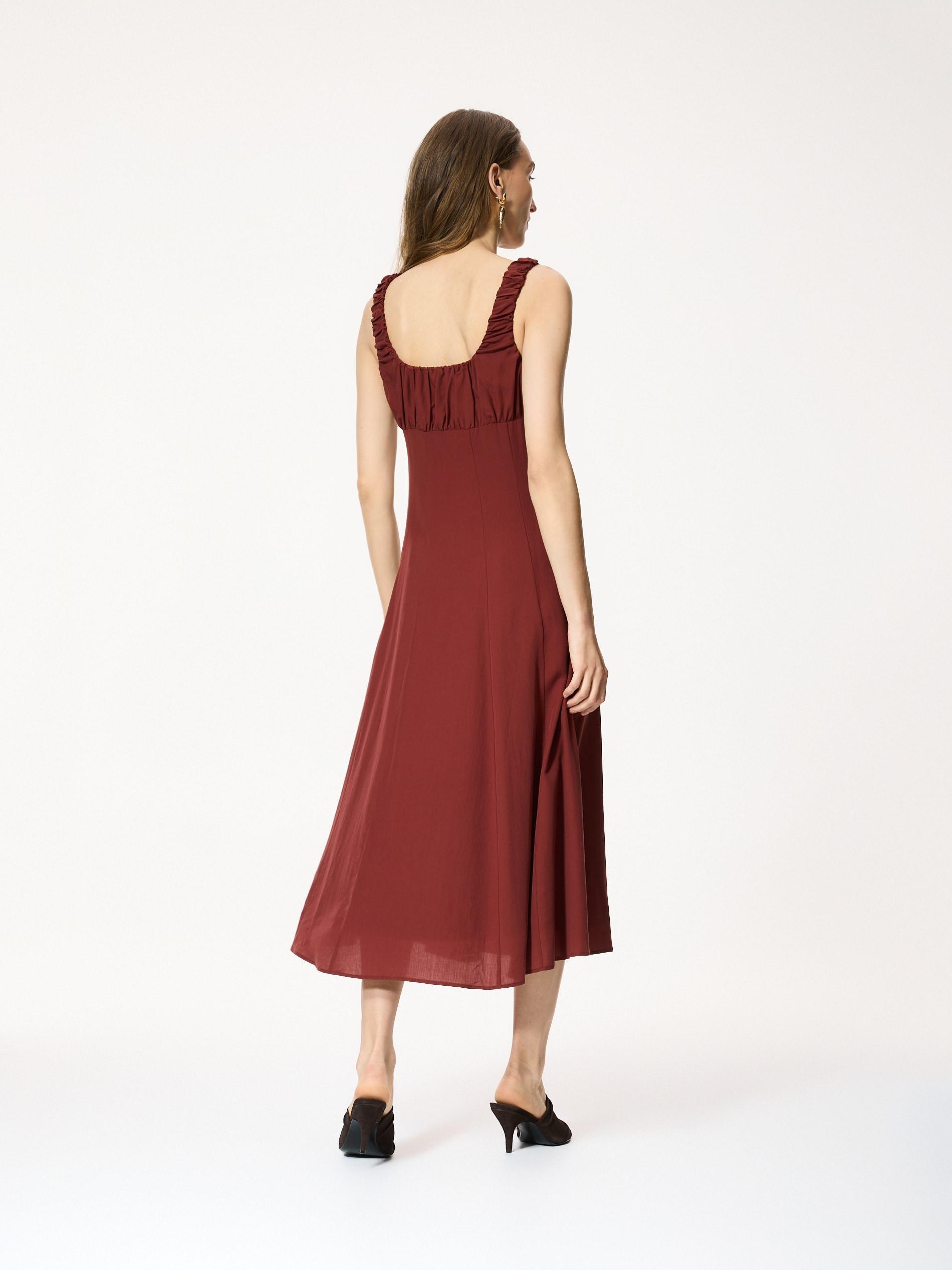 Maroon Lyocell Rich Midi Dress, Burgundy, large image number 2