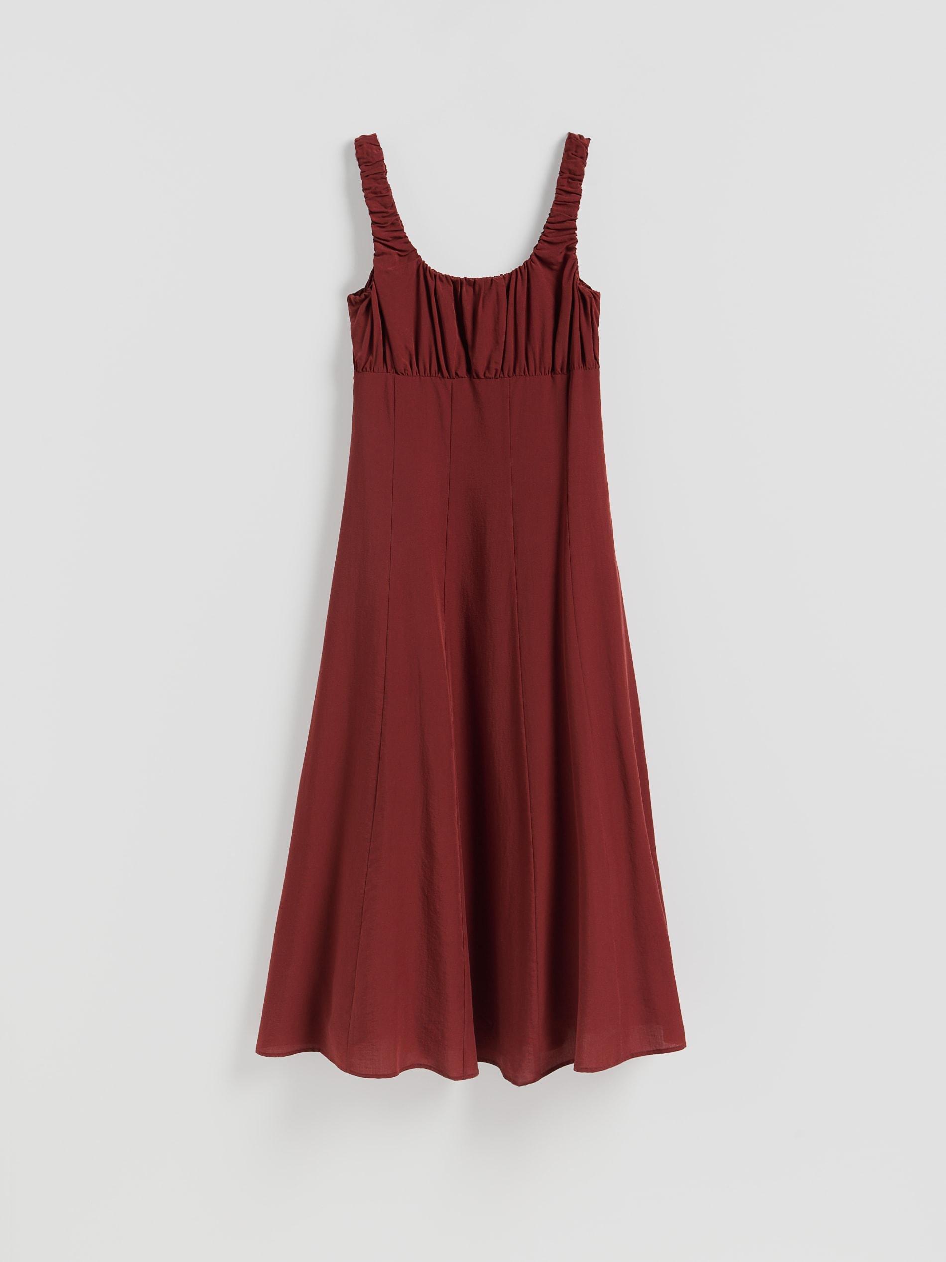 Maroon Lyocell Rich Midi Dress, Burgundy, large image number 3