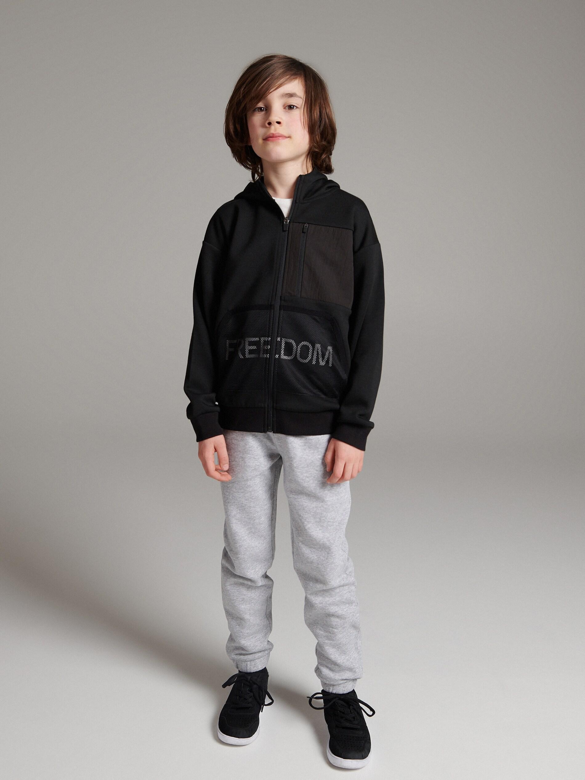 Grey Sweatpants With Patch, Kids Boys, , large image number 1