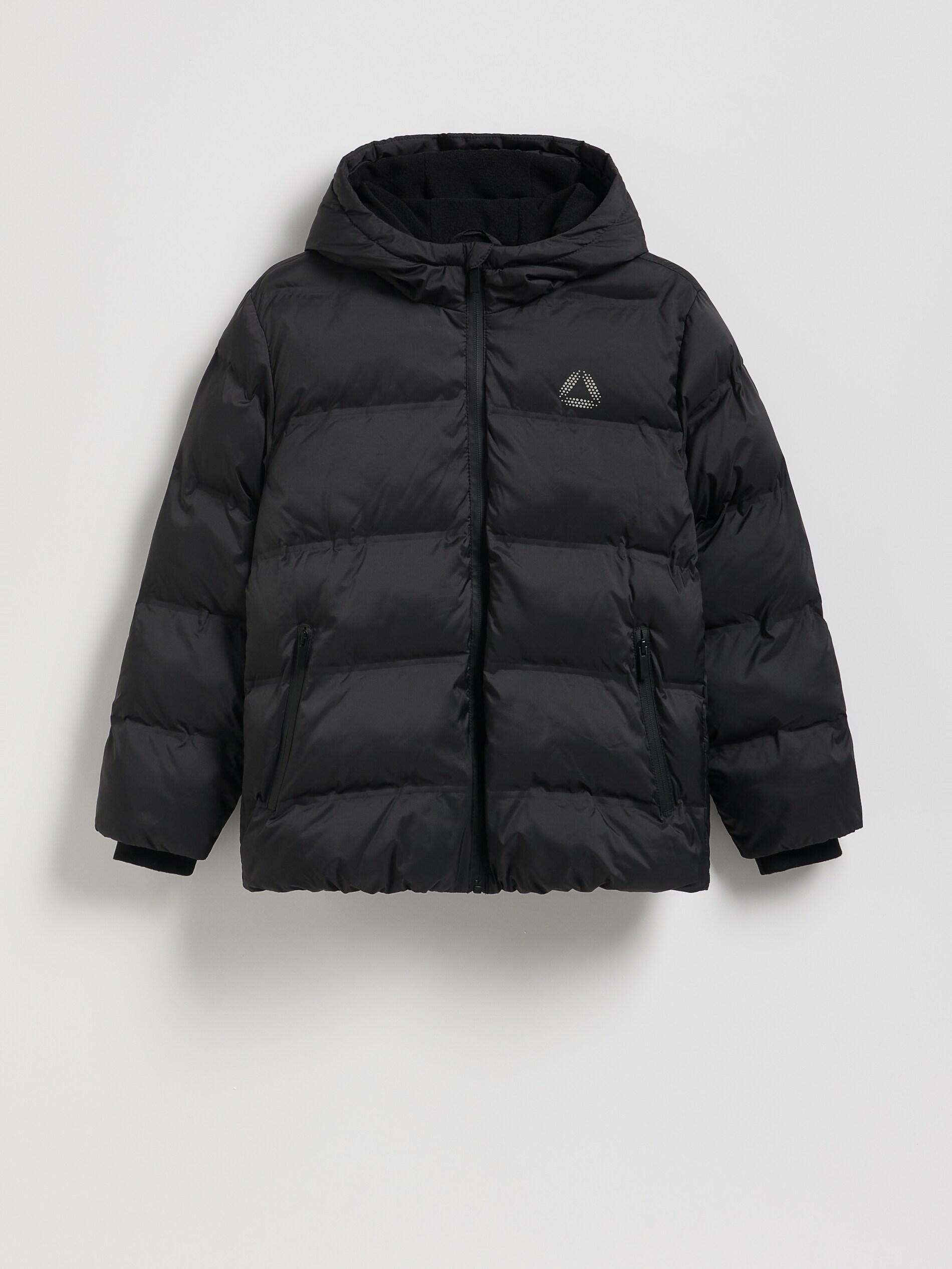 Black Hooded Jacket, Kids Boys, Black, large image number 0