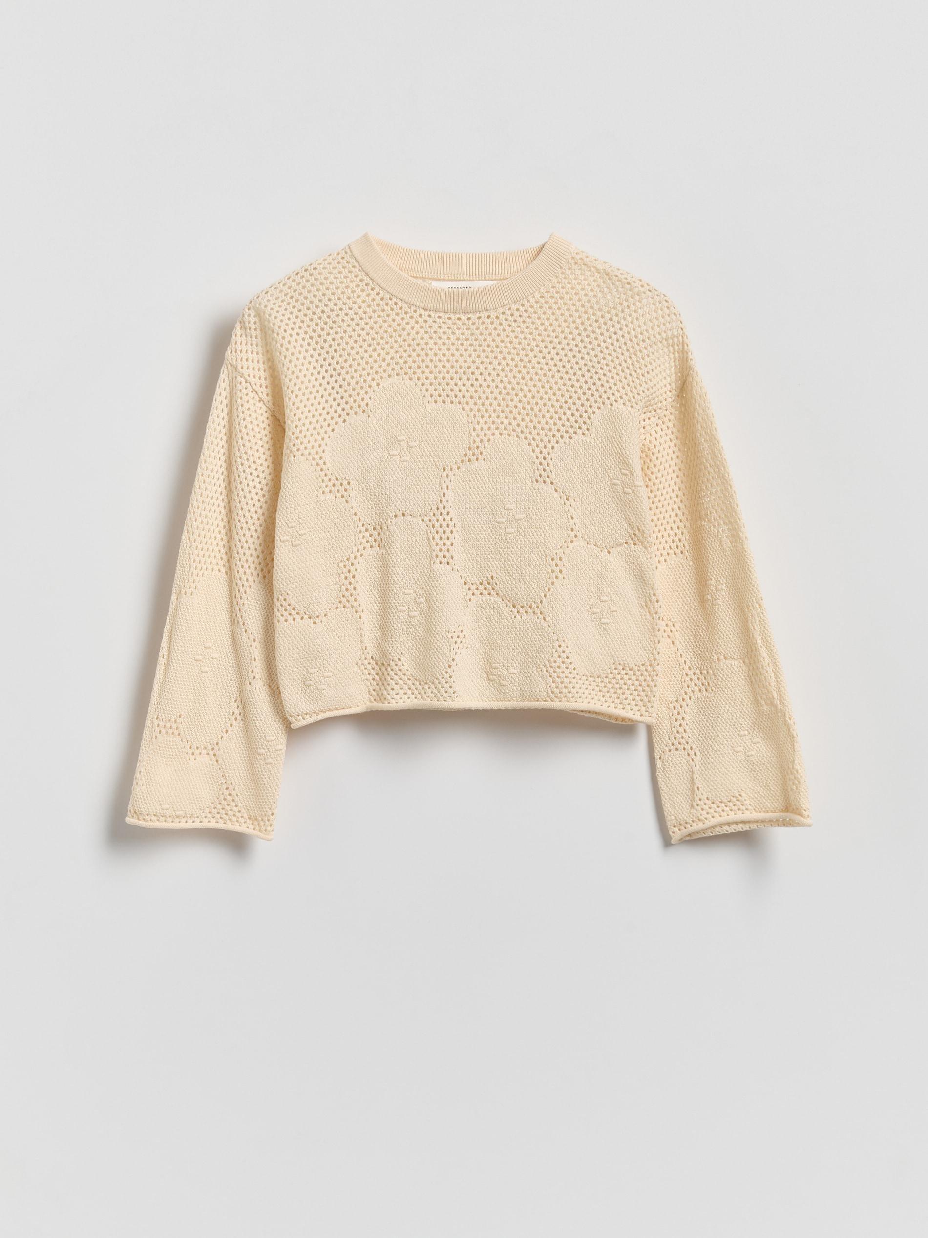 Beige Cotton Jumper, Ivory, large image number 0