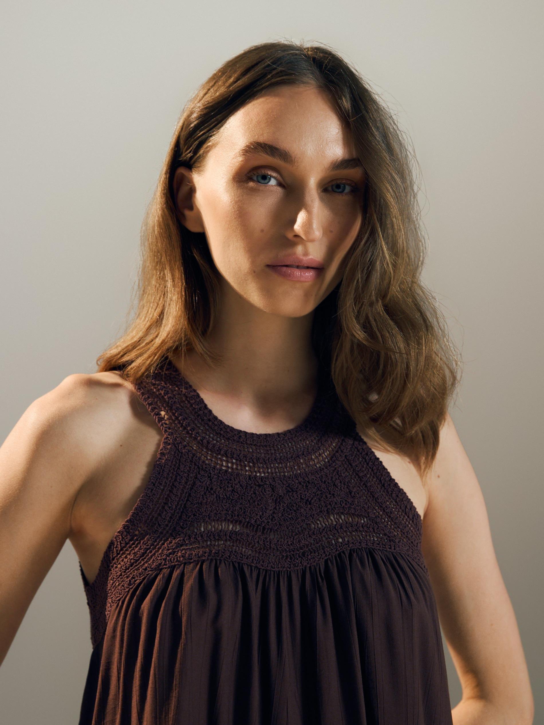 Maroon Openwork Top Dress, Burgundy, large image number 4