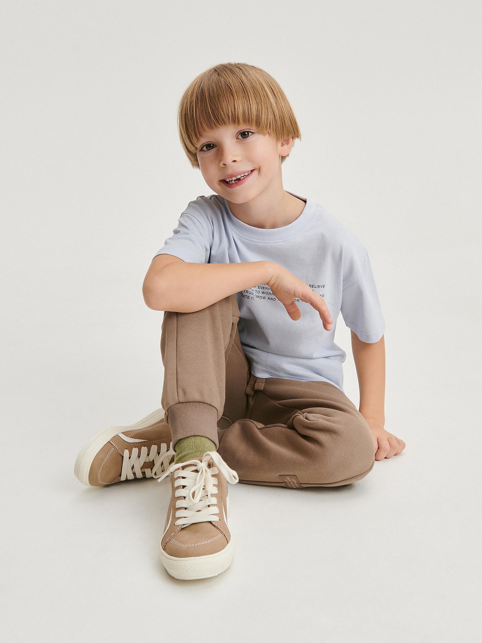 Reserved - Brown Cotton Joggers, Kids Boys