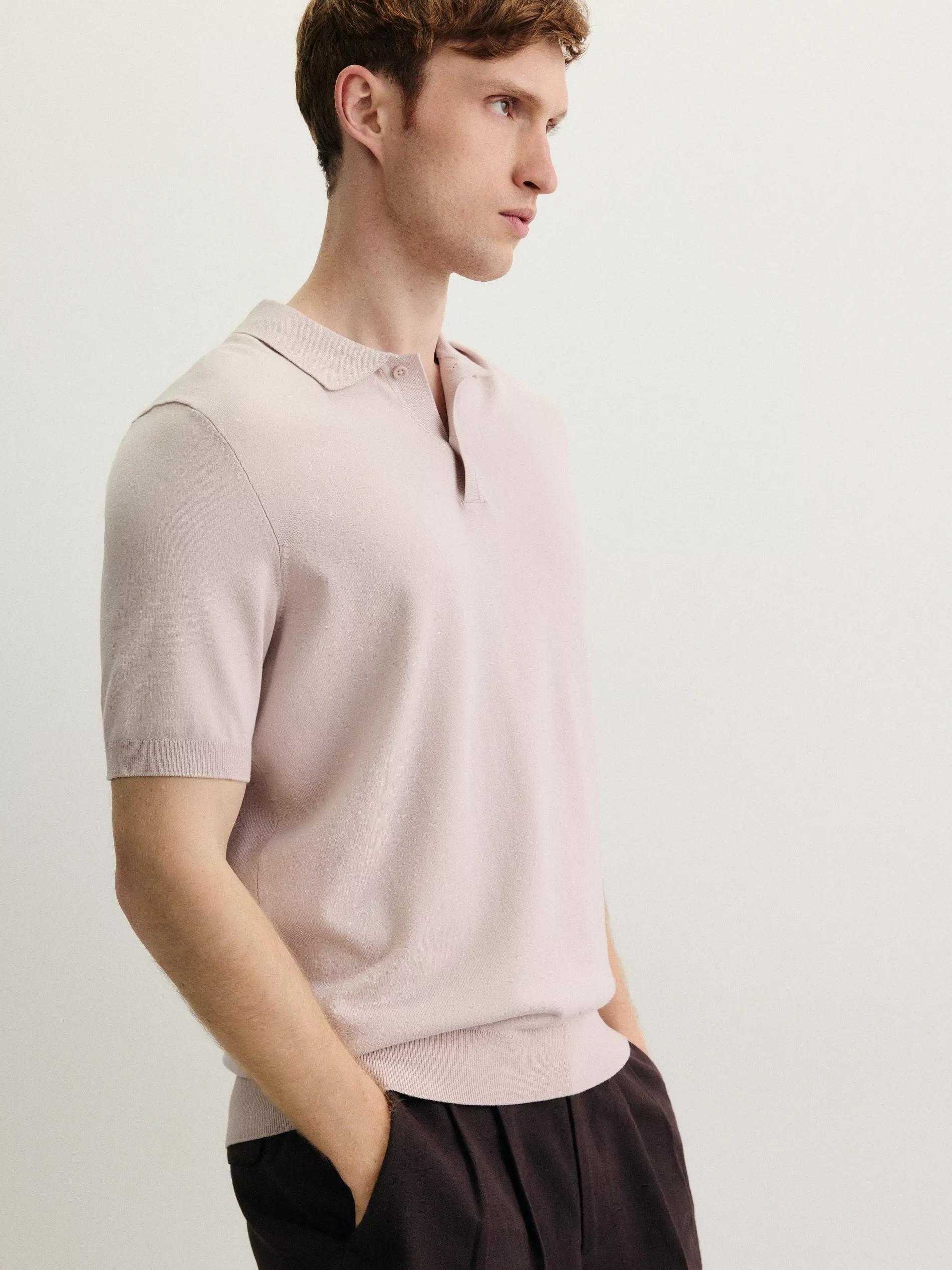 Pink Viscose Rich Polo Jumper, , large image number 0