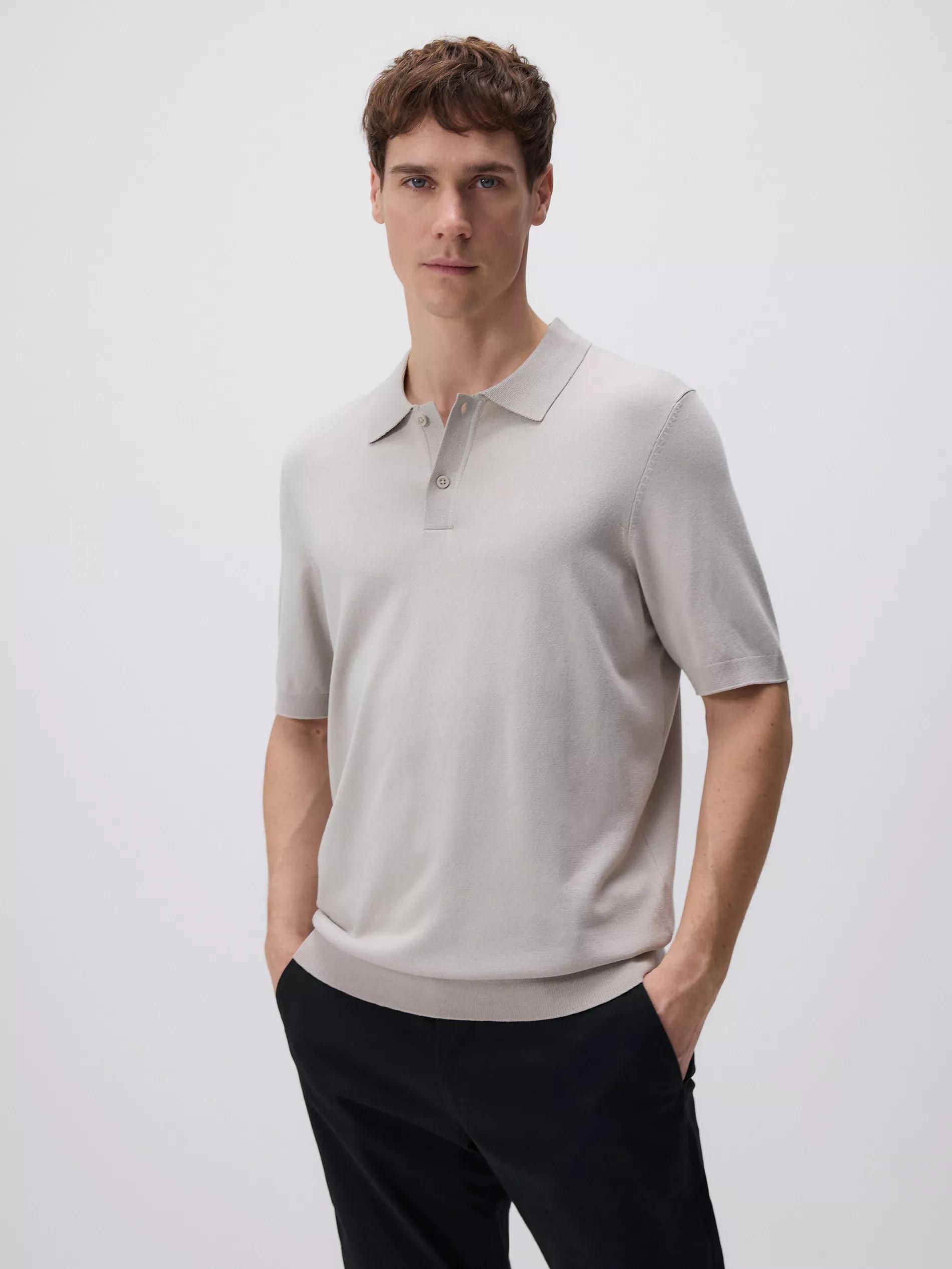 Beige Viscose Rich Polo Jumper, , large image number 0