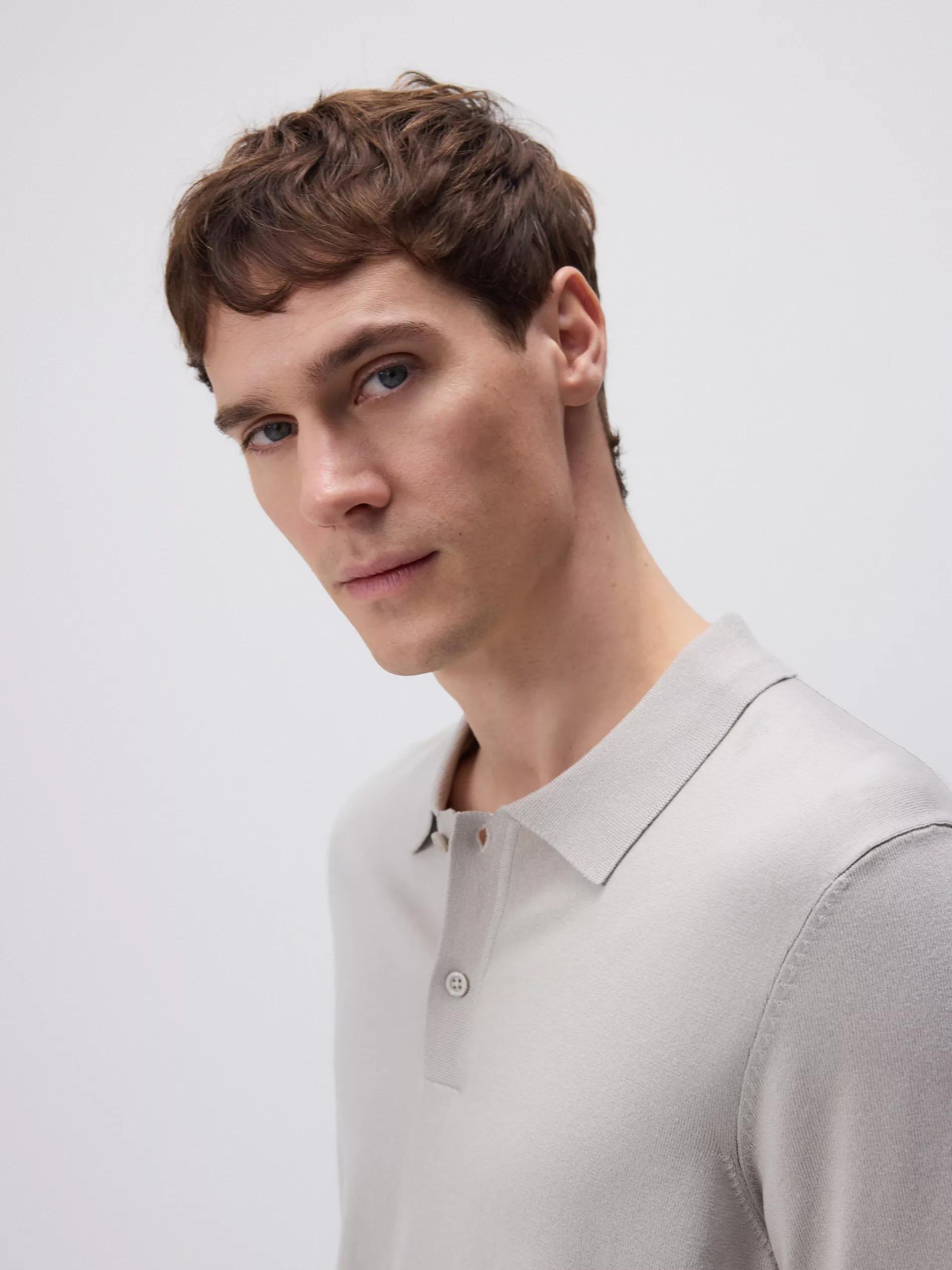 Beige Viscose Rich Polo Jumper, , large image number 1