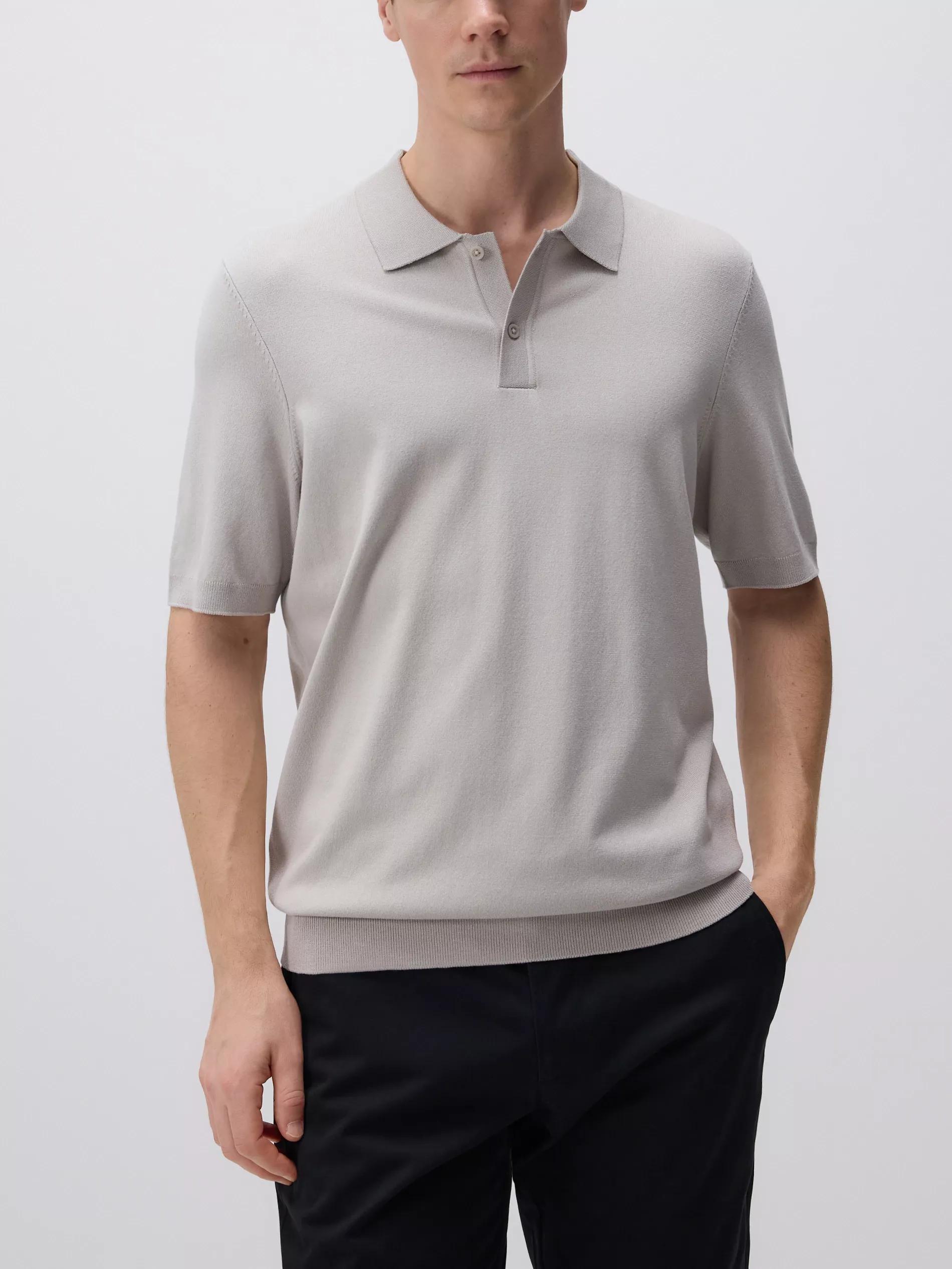 Beige Viscose Rich Polo Jumper, , large image number 3