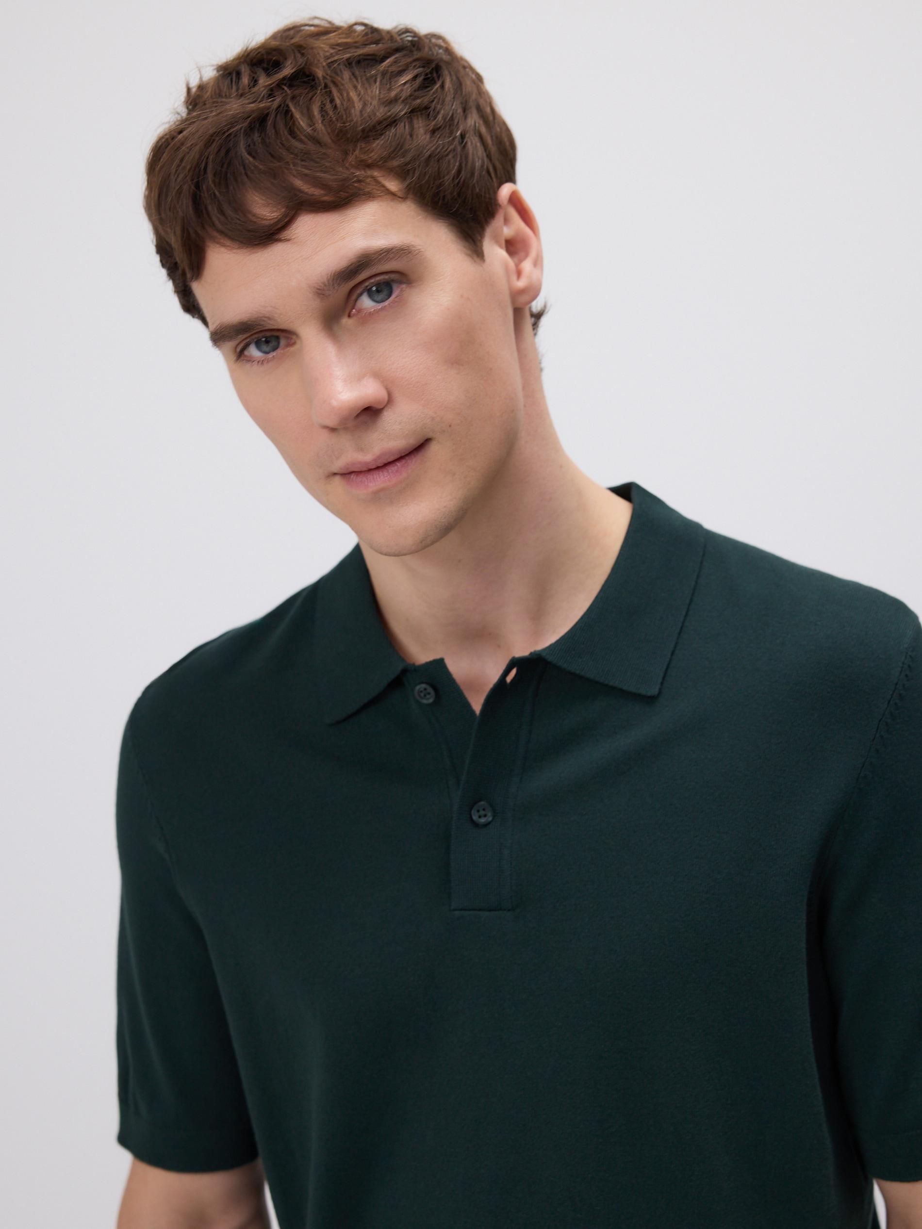 Green Viscose Rich Polo Jumper, , large image number 0