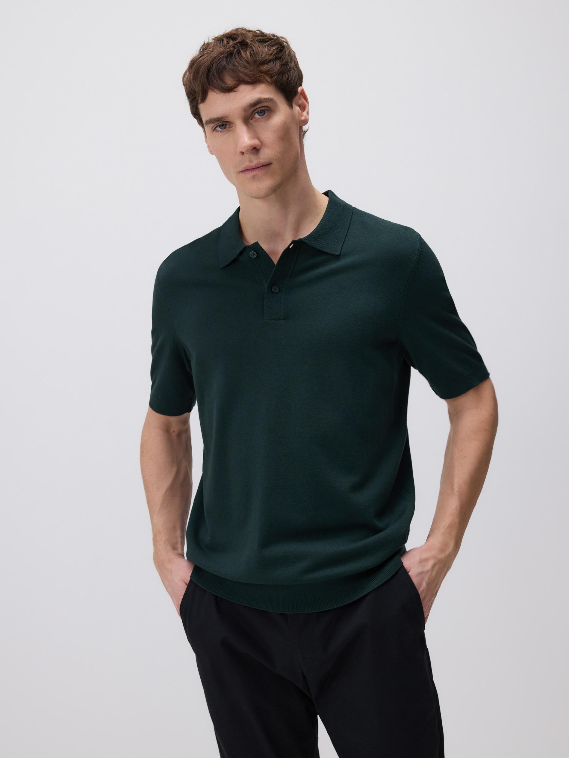 Green Viscose Rich Polo Jumper, , large image number 1