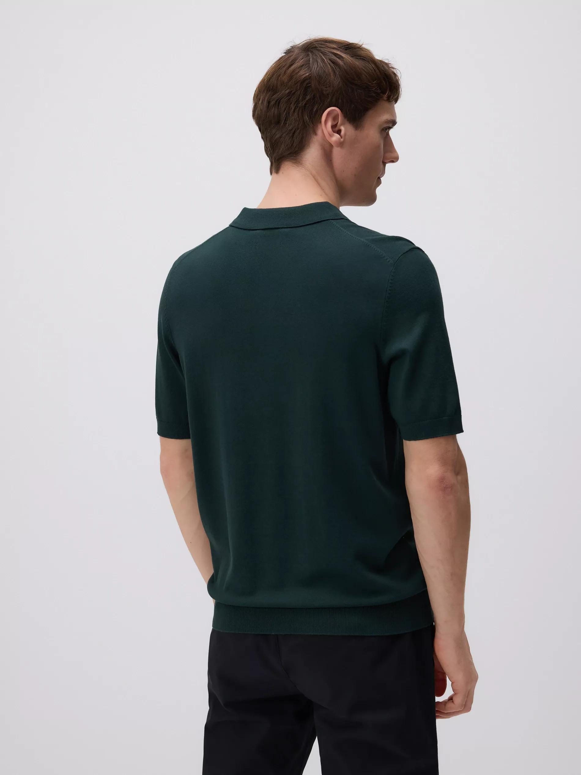 Green Viscose Rich Polo Jumper, , large image number 3