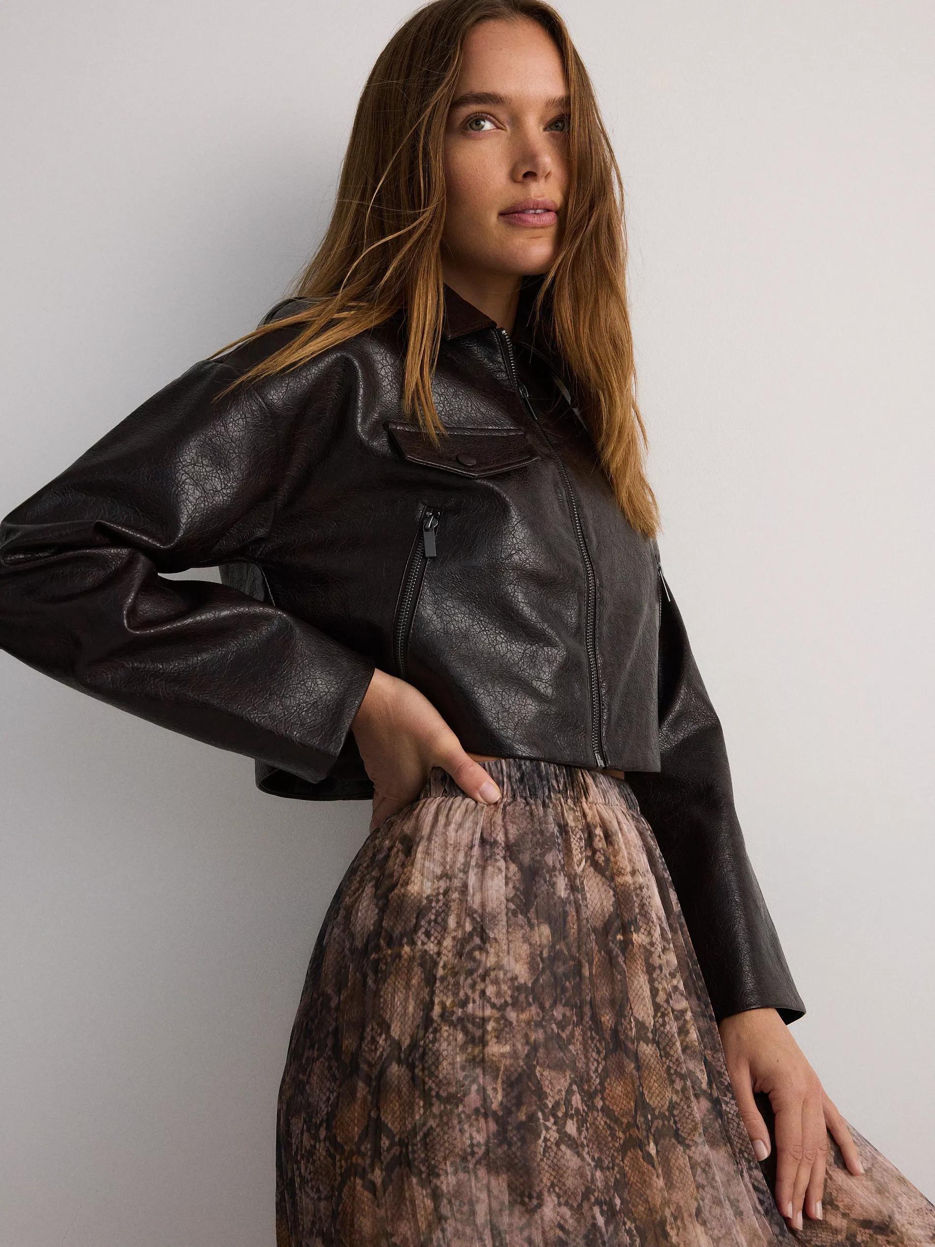 Multicolour Pleated Skirt With Animal Print, , large image number 1