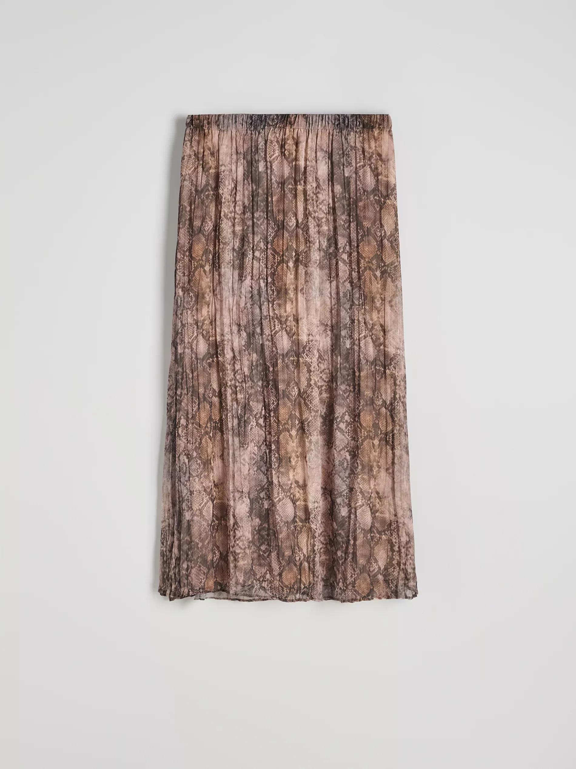 Multicolour Pleated Skirt With Animal Print, , large image number 3