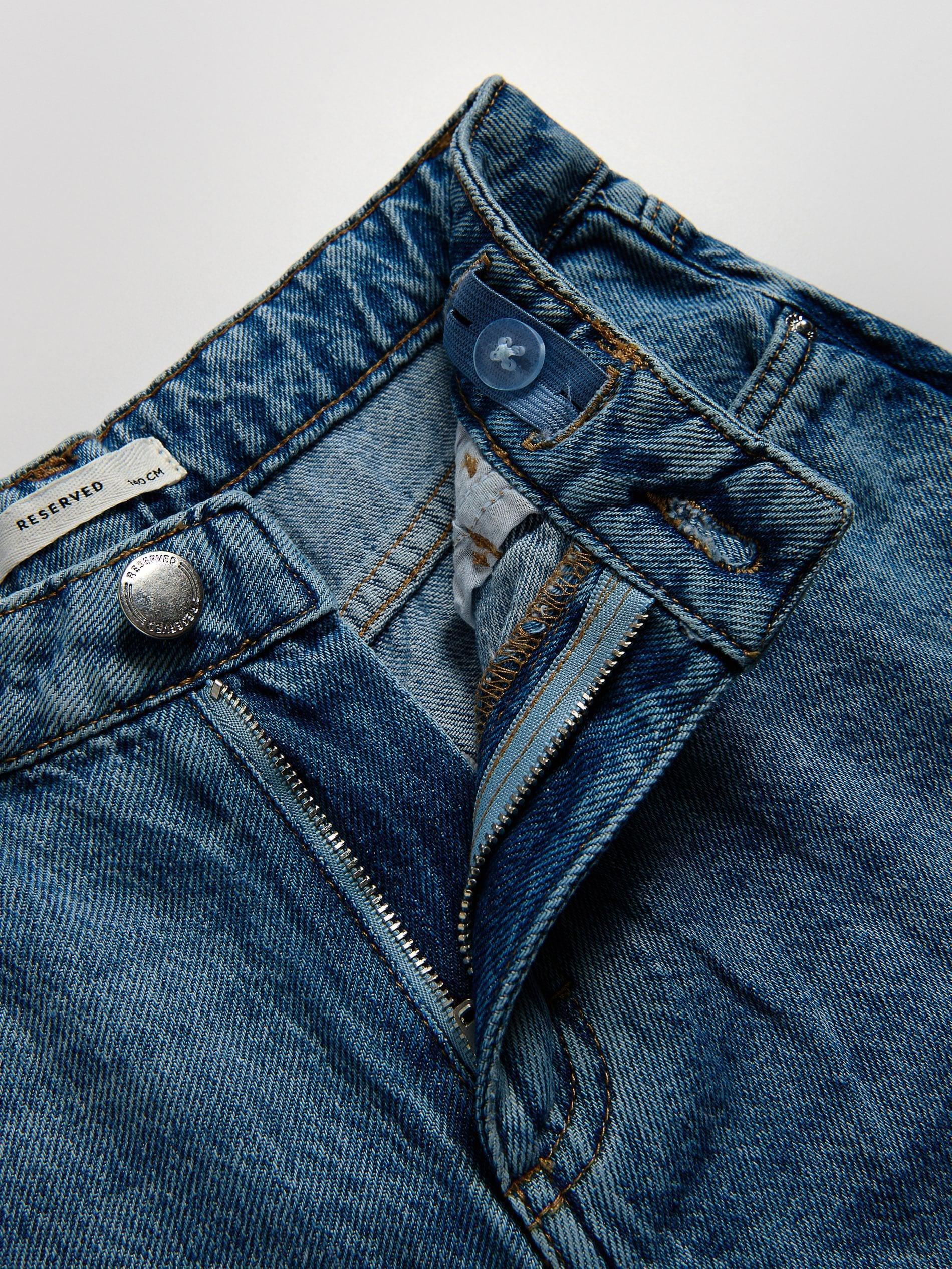 Blue Wide Leg Jeans With Embroidery Detailing, Blue, large image number 5