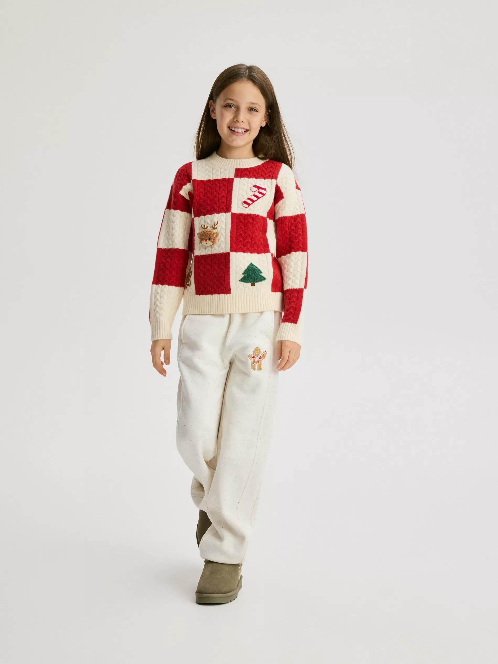 Multicolour Jumper With Christmas Applique, Multicolor, medium