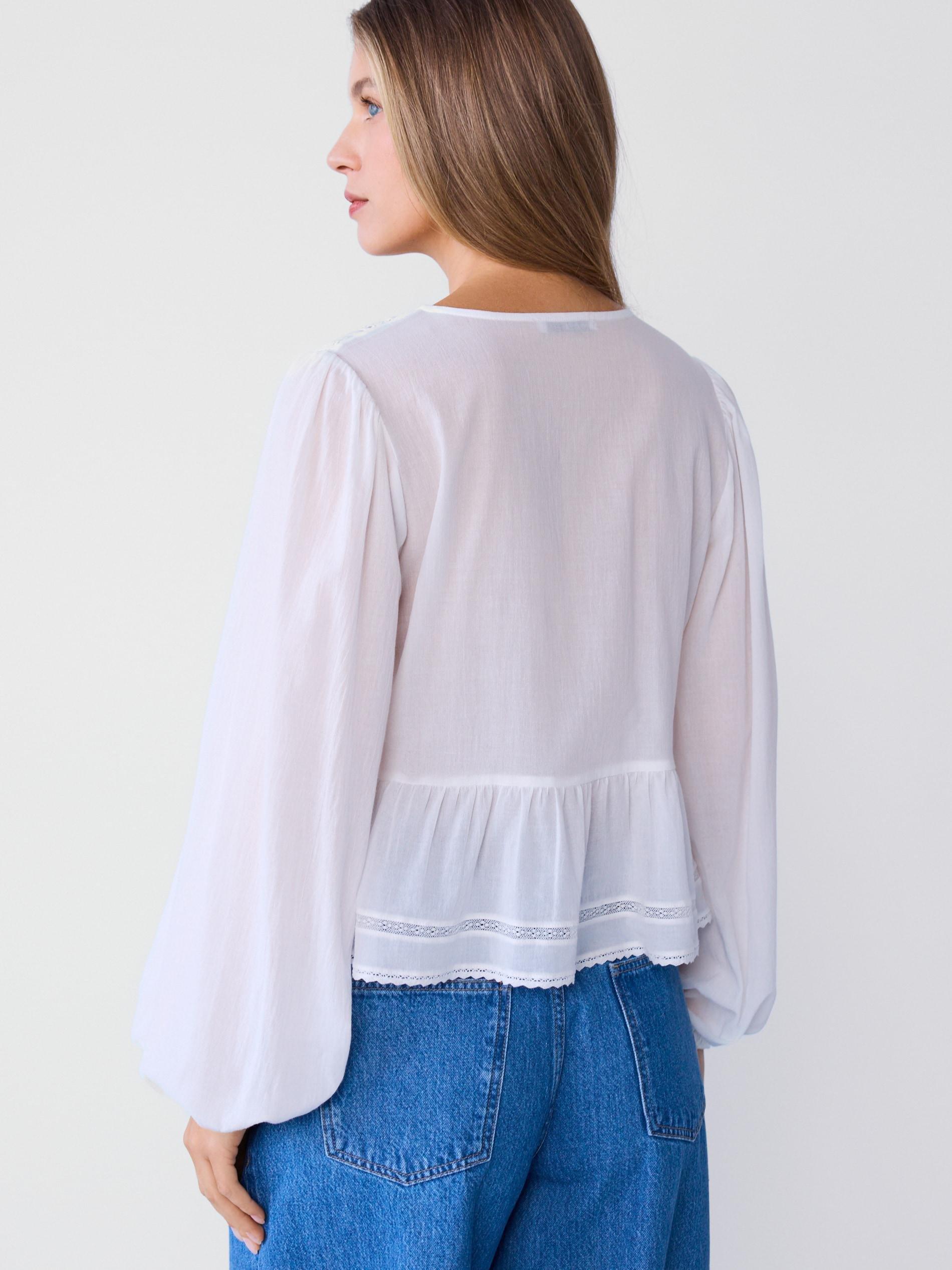 White Top With Collar, White, large image number 2