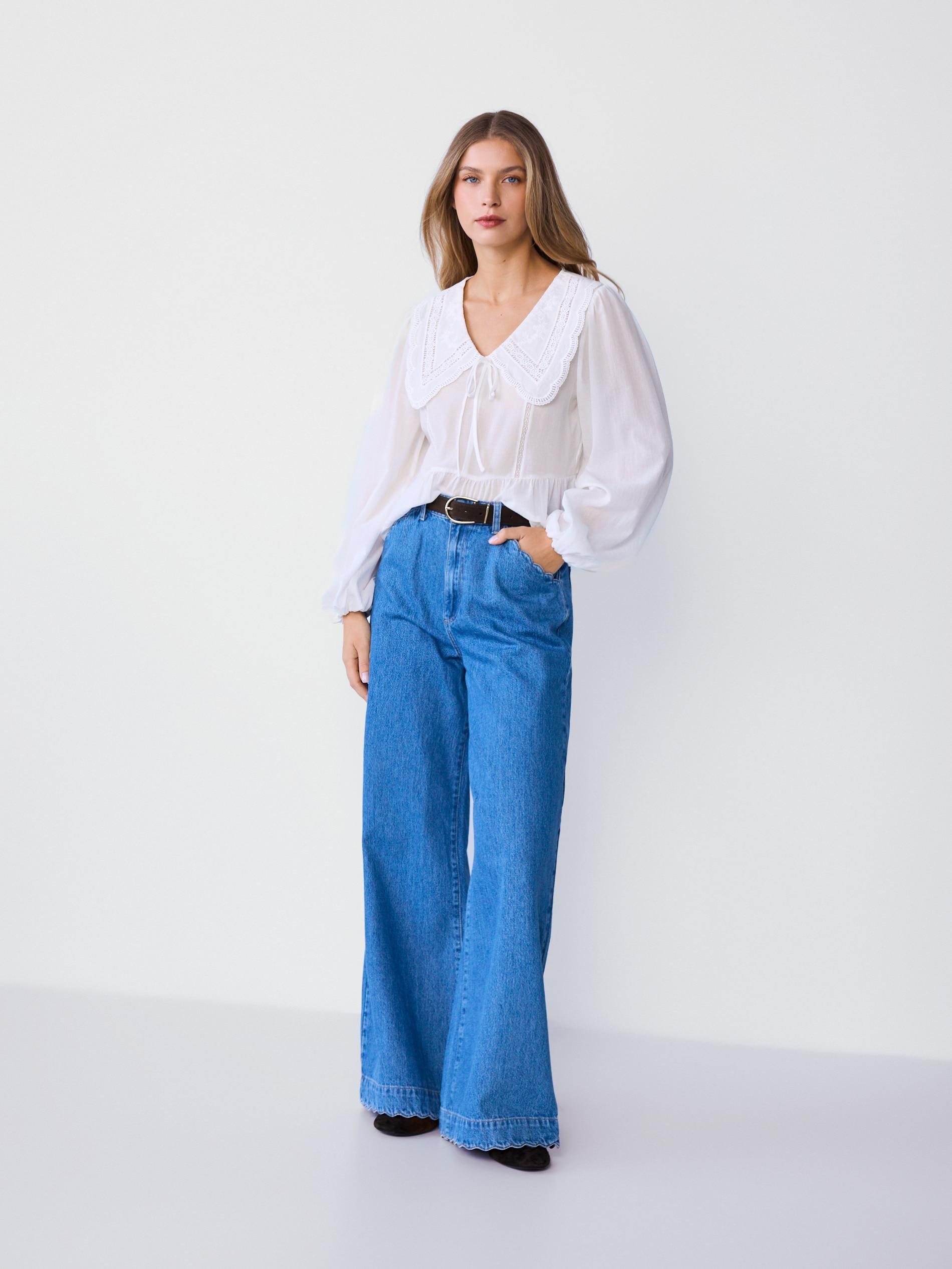 White Top With Collar, White, large image number 3