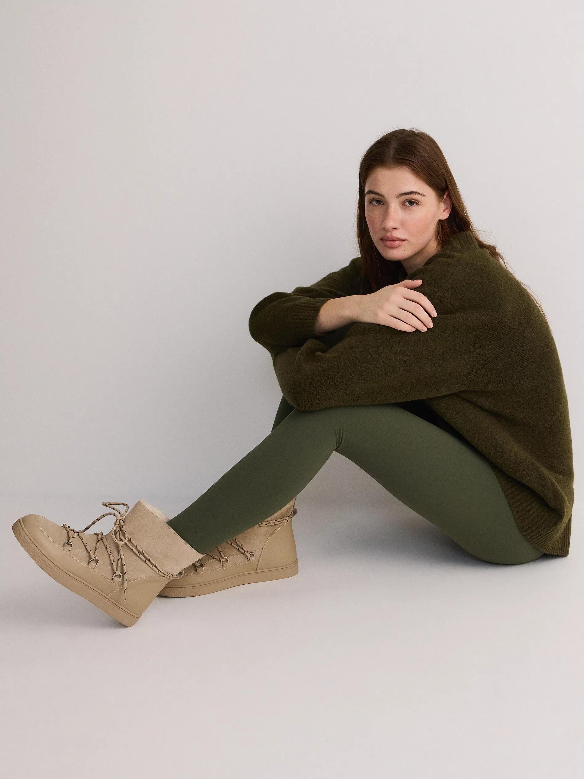 Green High-Waisted Leggings, Khaki, large image number 1