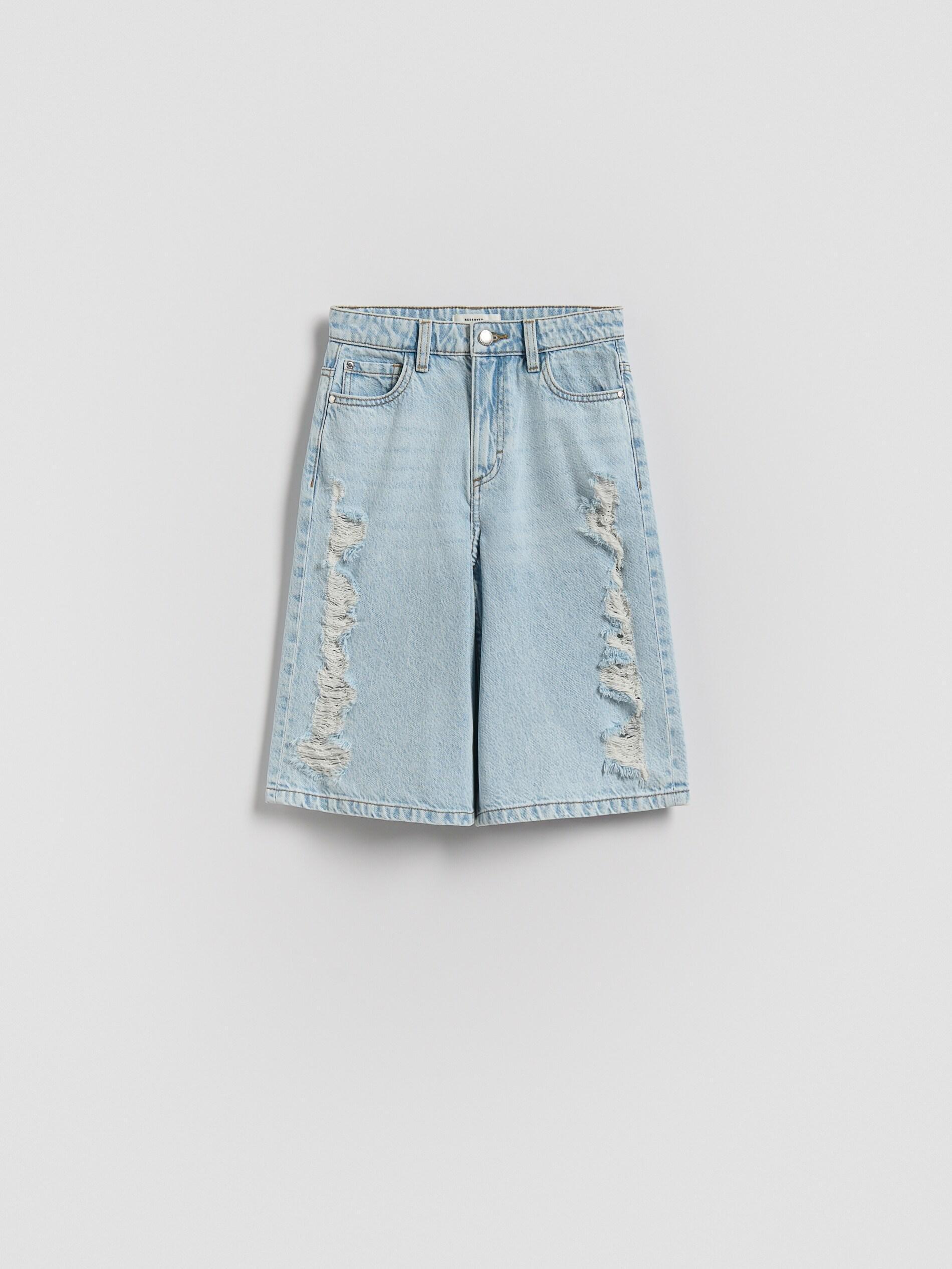 Blue Denim Bermuda Shorts, Blue, medium