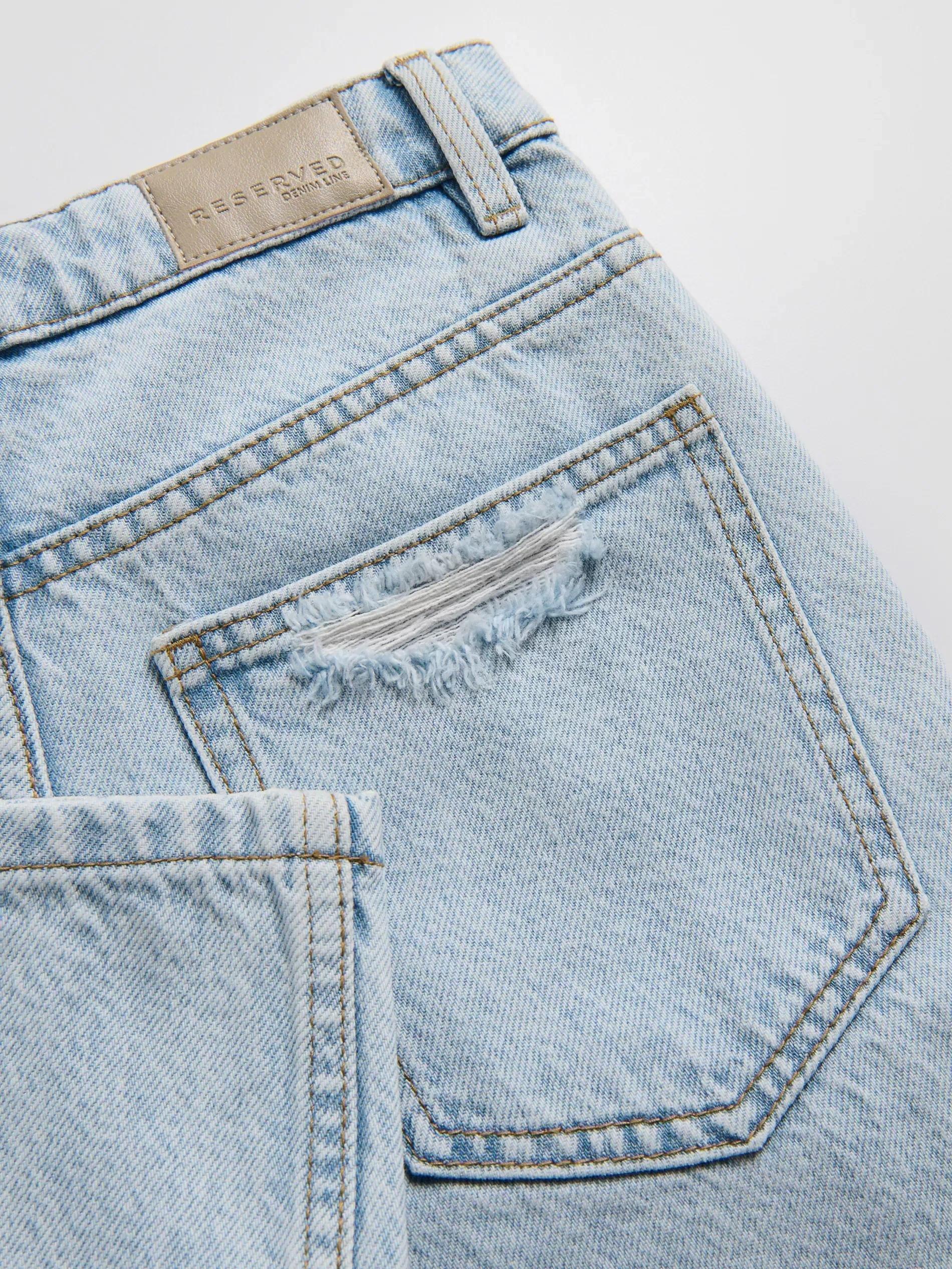 Blue Denim Bermuda Shorts, , large image number 2