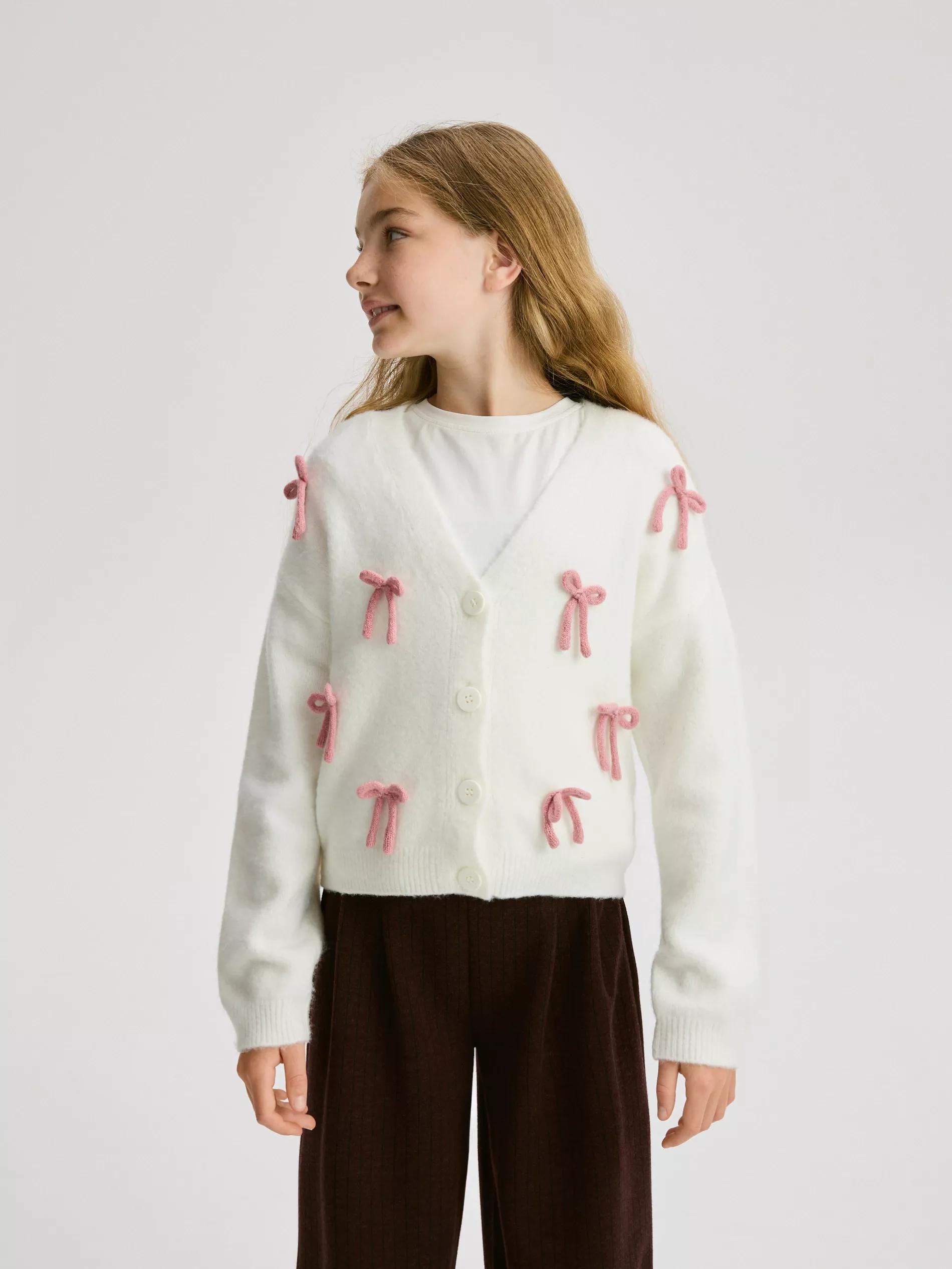 Cream Leather Jacket With Collar, Ivory, large image number 3