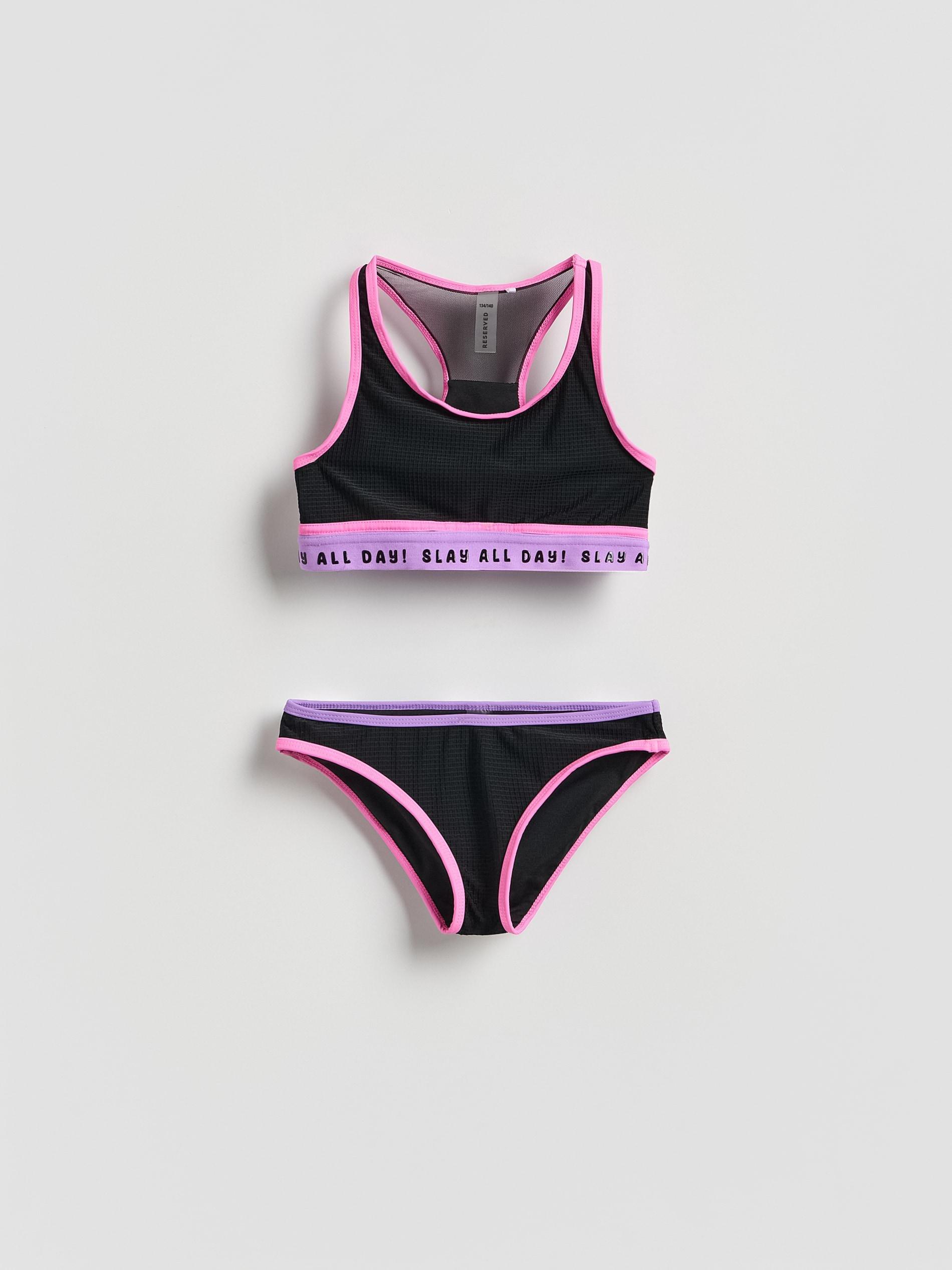 Black Two Piece Swimsuit, Black, medium