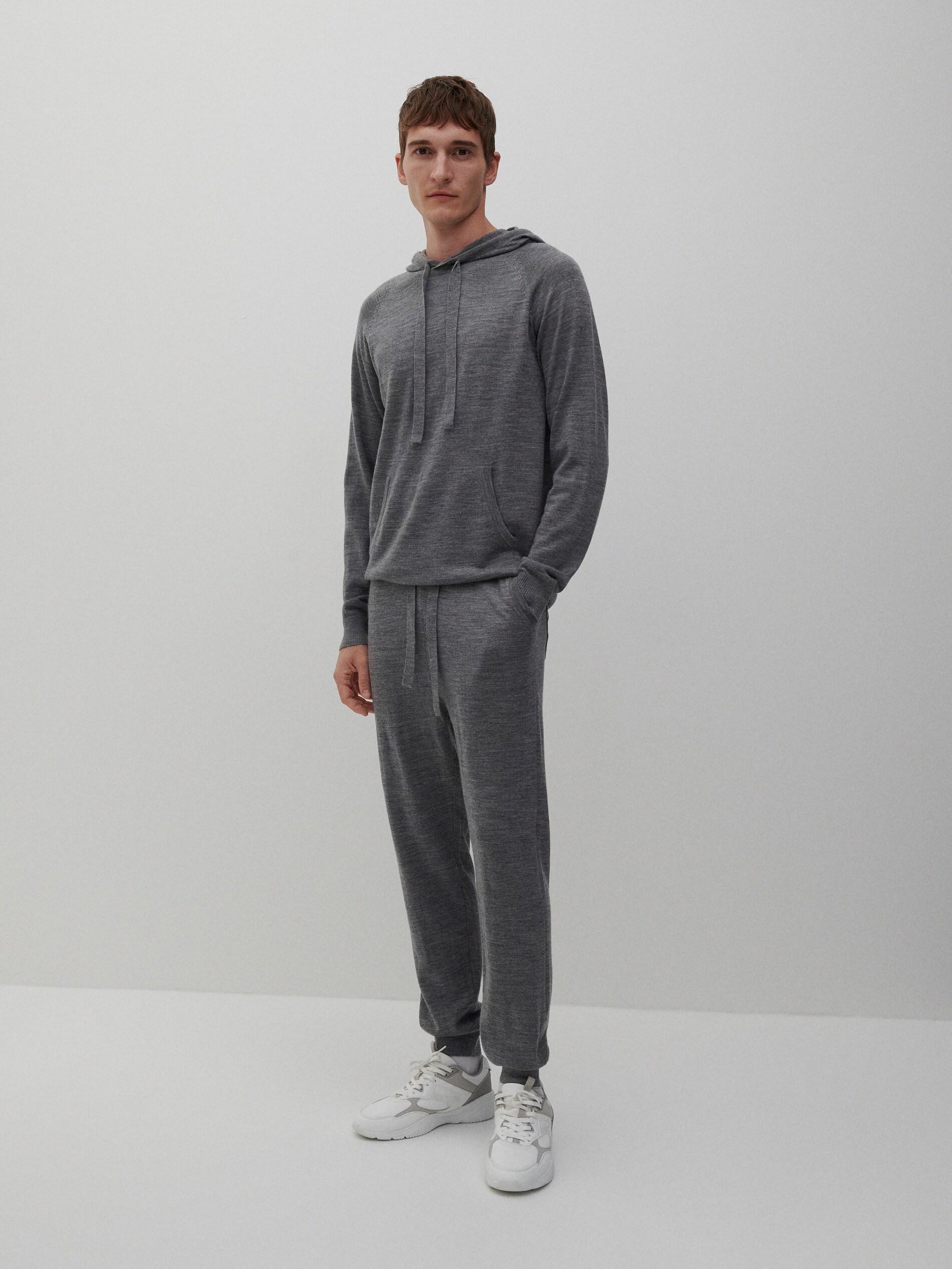 Premium Mid Grey Merino Wool Hoodie, Men, , large image number 1