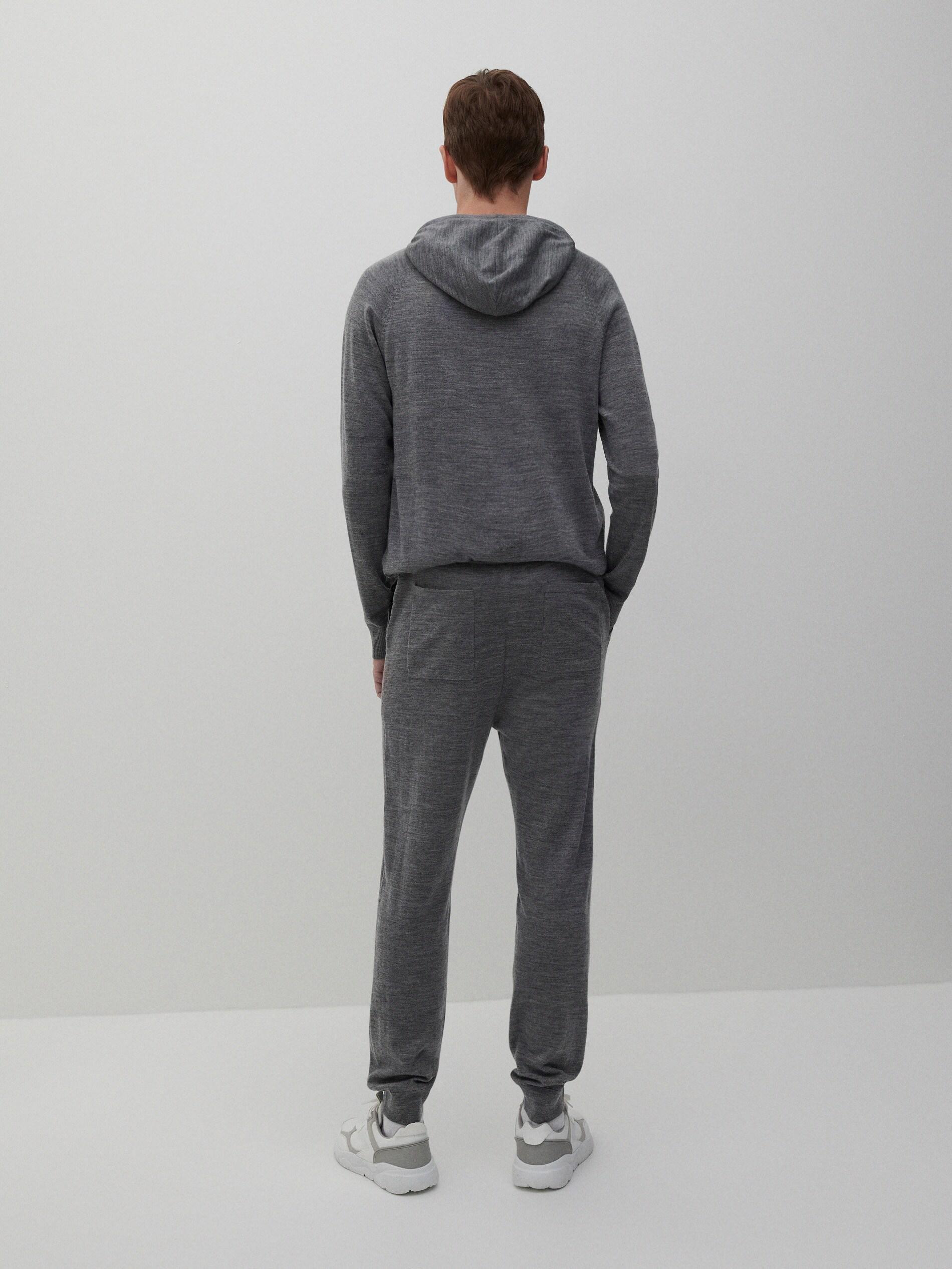 Premium Mid Grey Merino Wool Hoodie, Men, , large image number 2