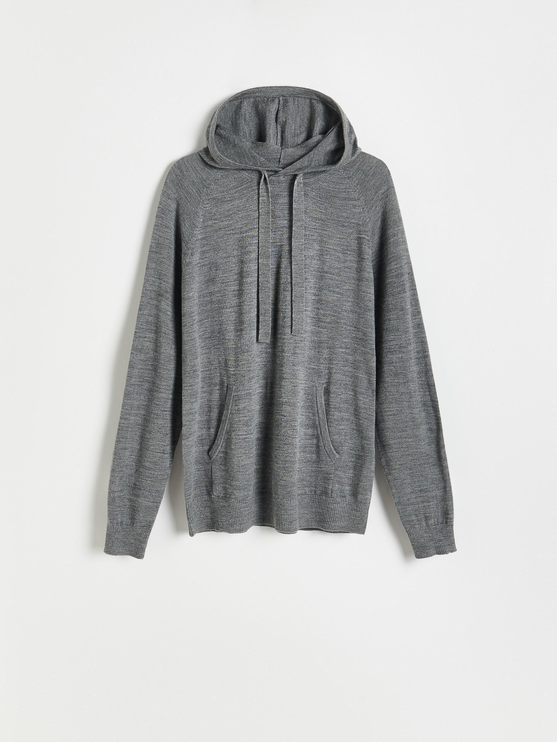 Premium Mid Grey Merino Wool Hoodie, Men, , large image number 4