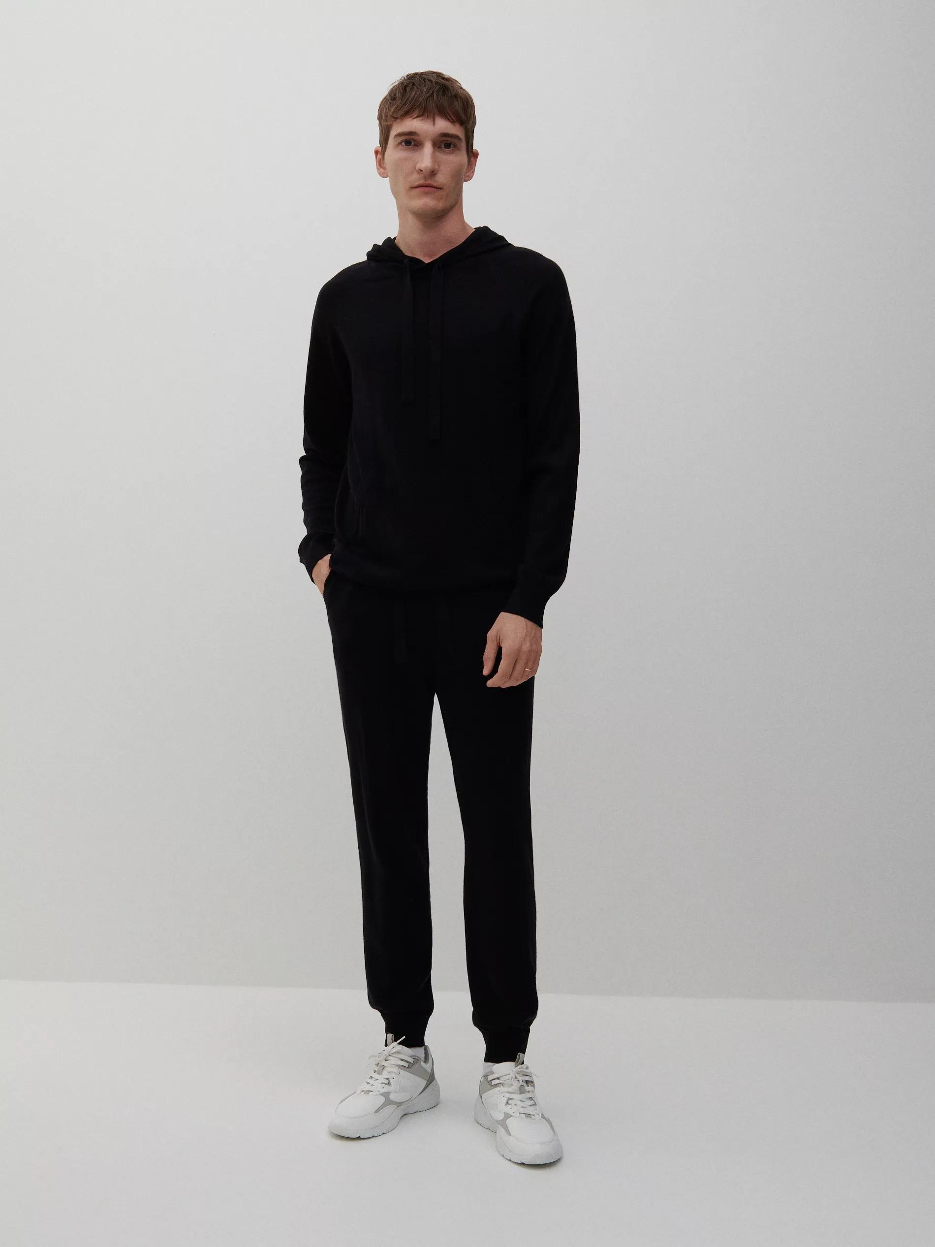 Premium Black Merino Wool Hoodie, Men, , large image number 0