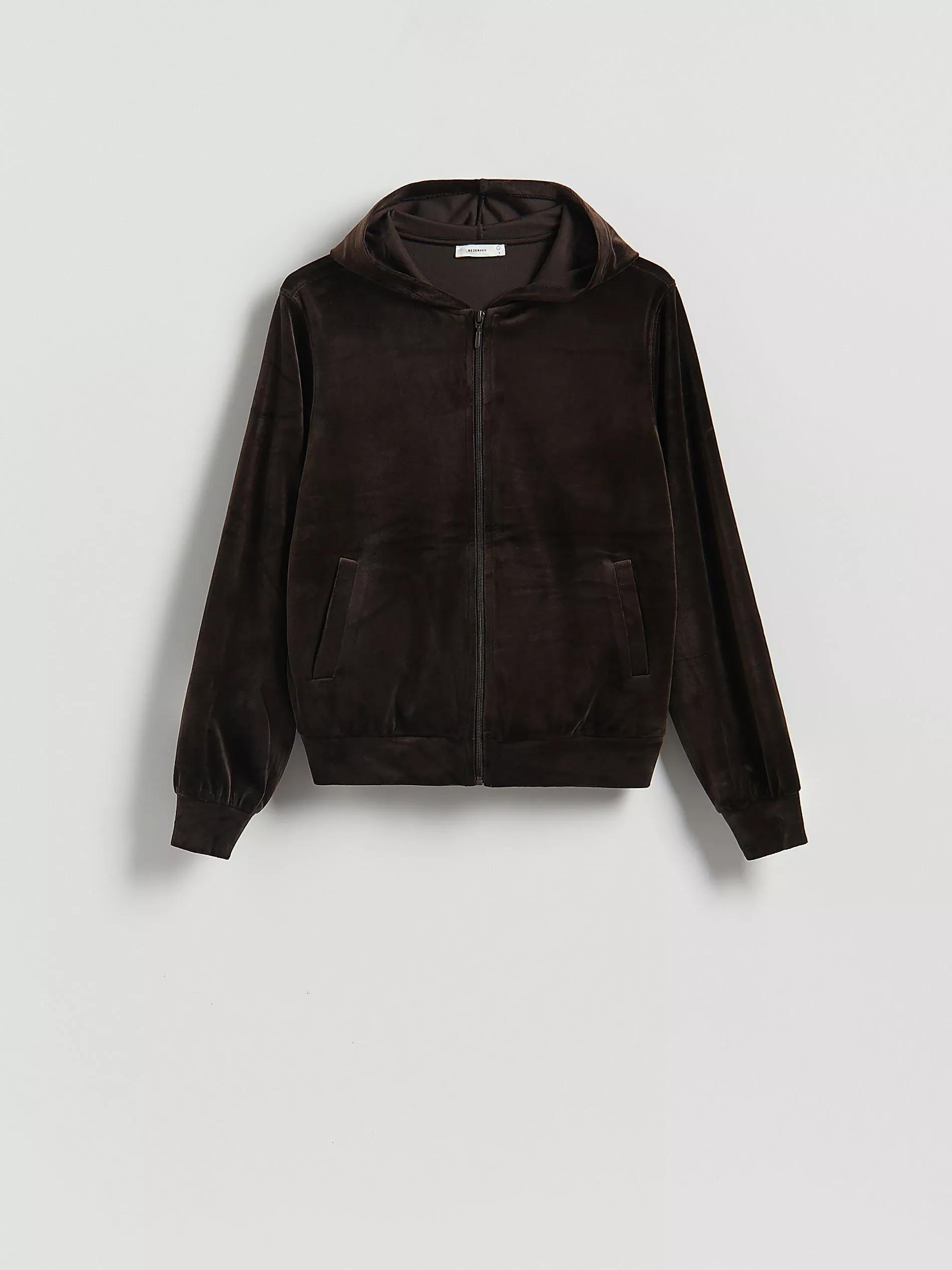 Brown Velvet Hoodie, Brown, large image number 4