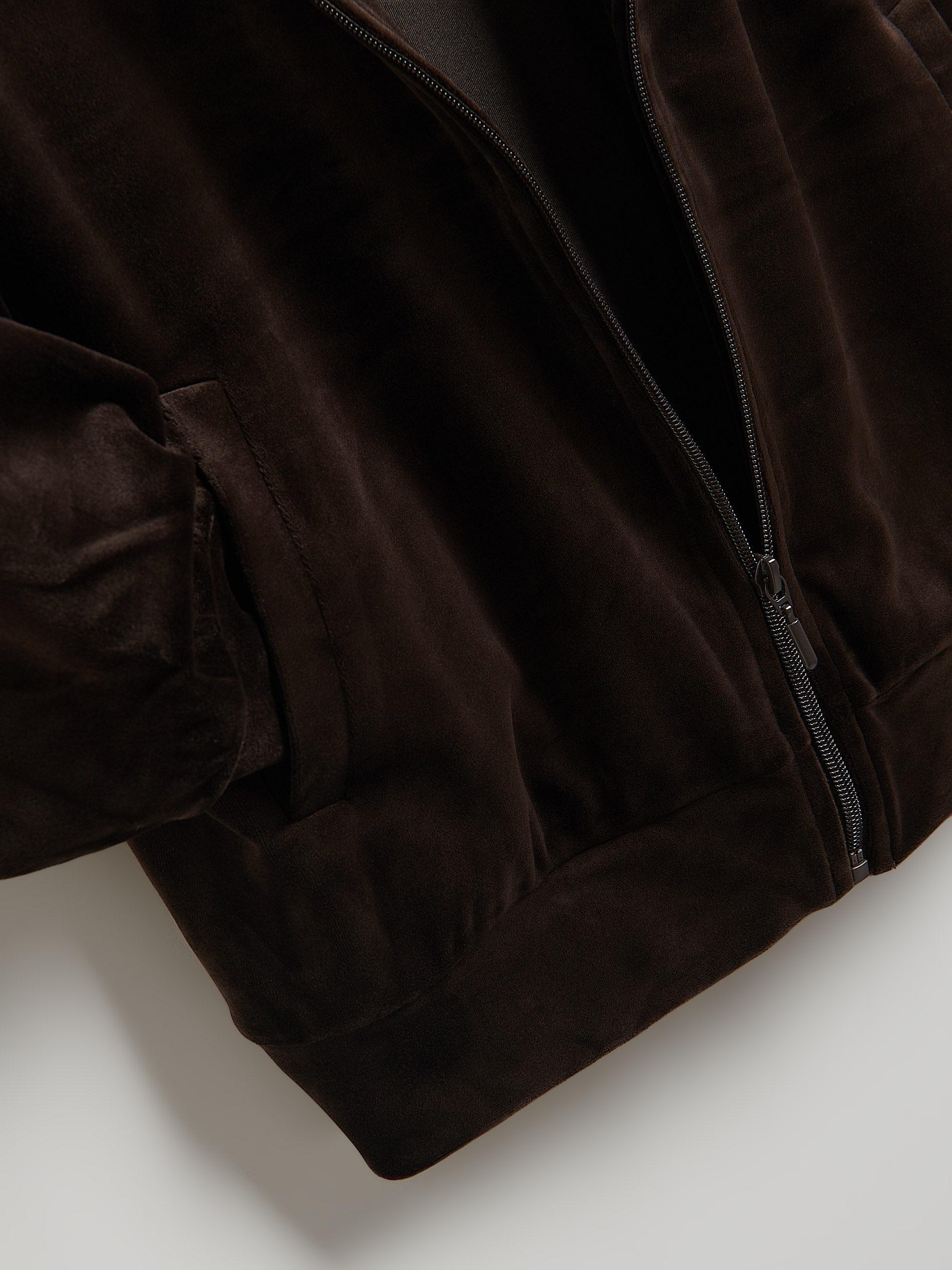 Brown Velvet Hoodie, Brown, large image number 5