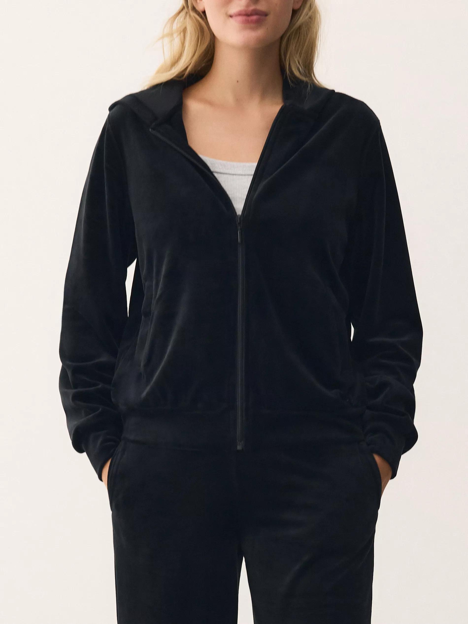Black Velvet Hoodie, Black, large image number 0