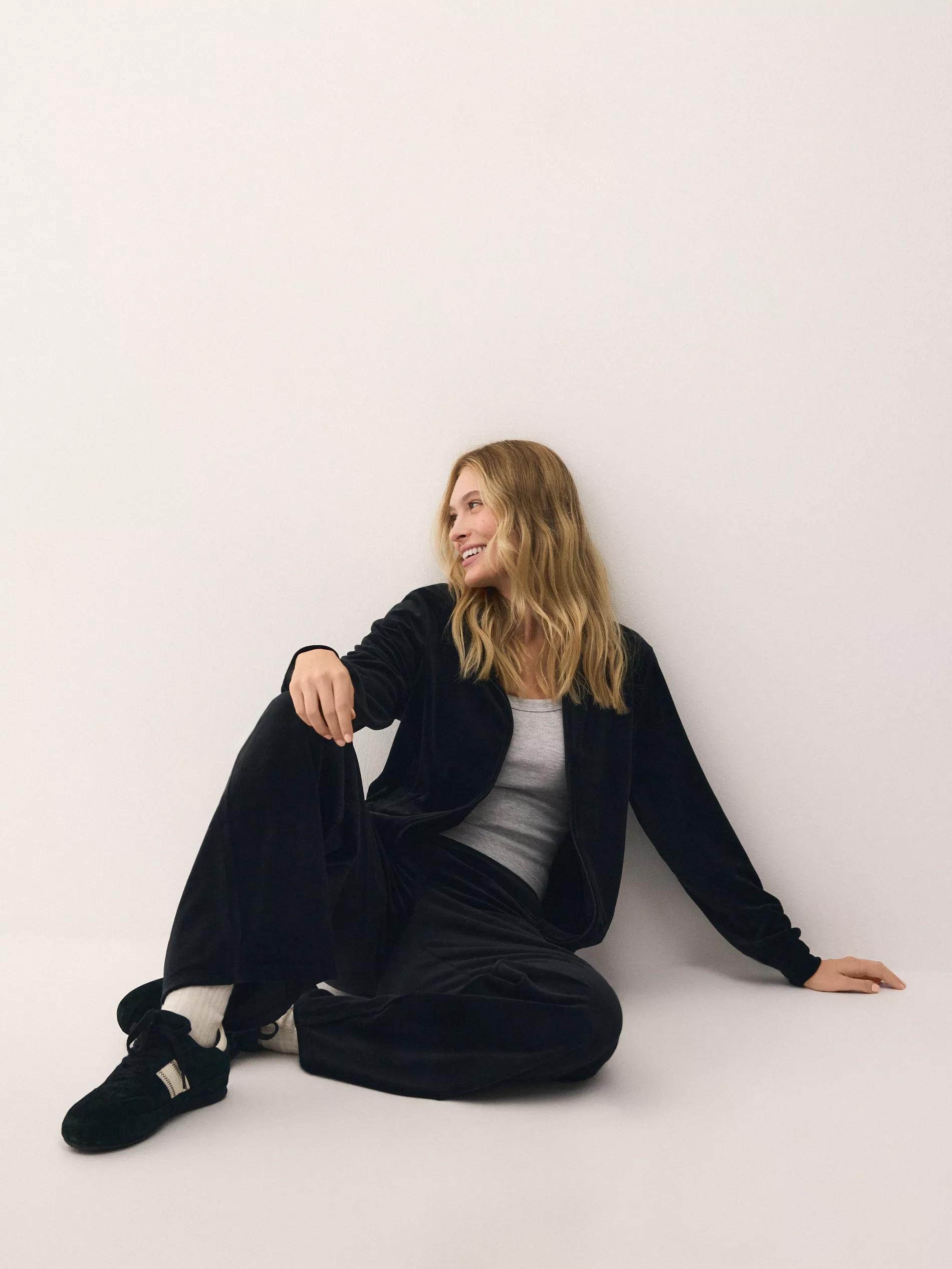 Black Velvet Hoodie, Black, large image number 2