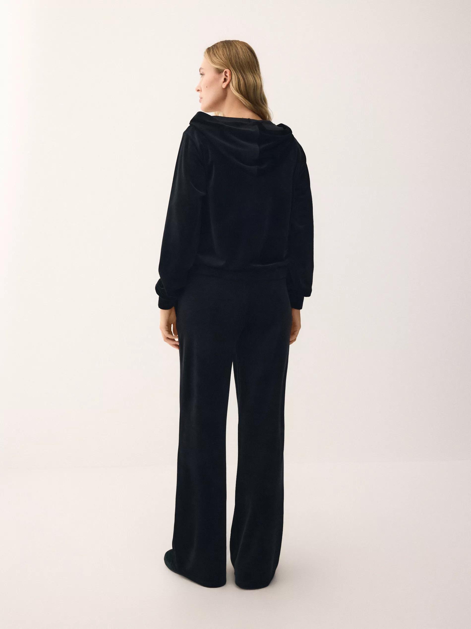 Black Velvet Hoodie, Black, large image number 3