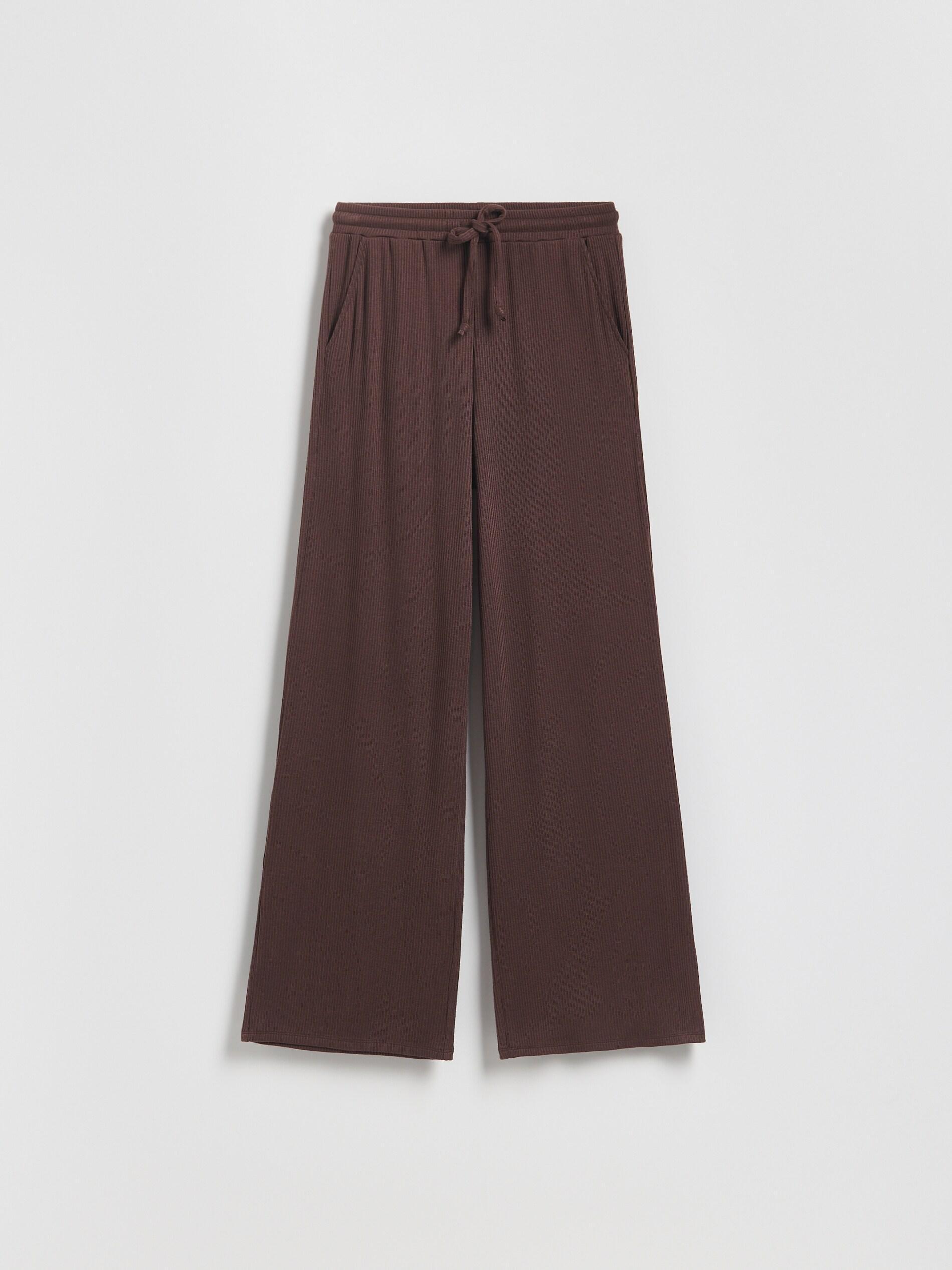 DARK BROWN Structural fabric trousers, Brown, large image number 0