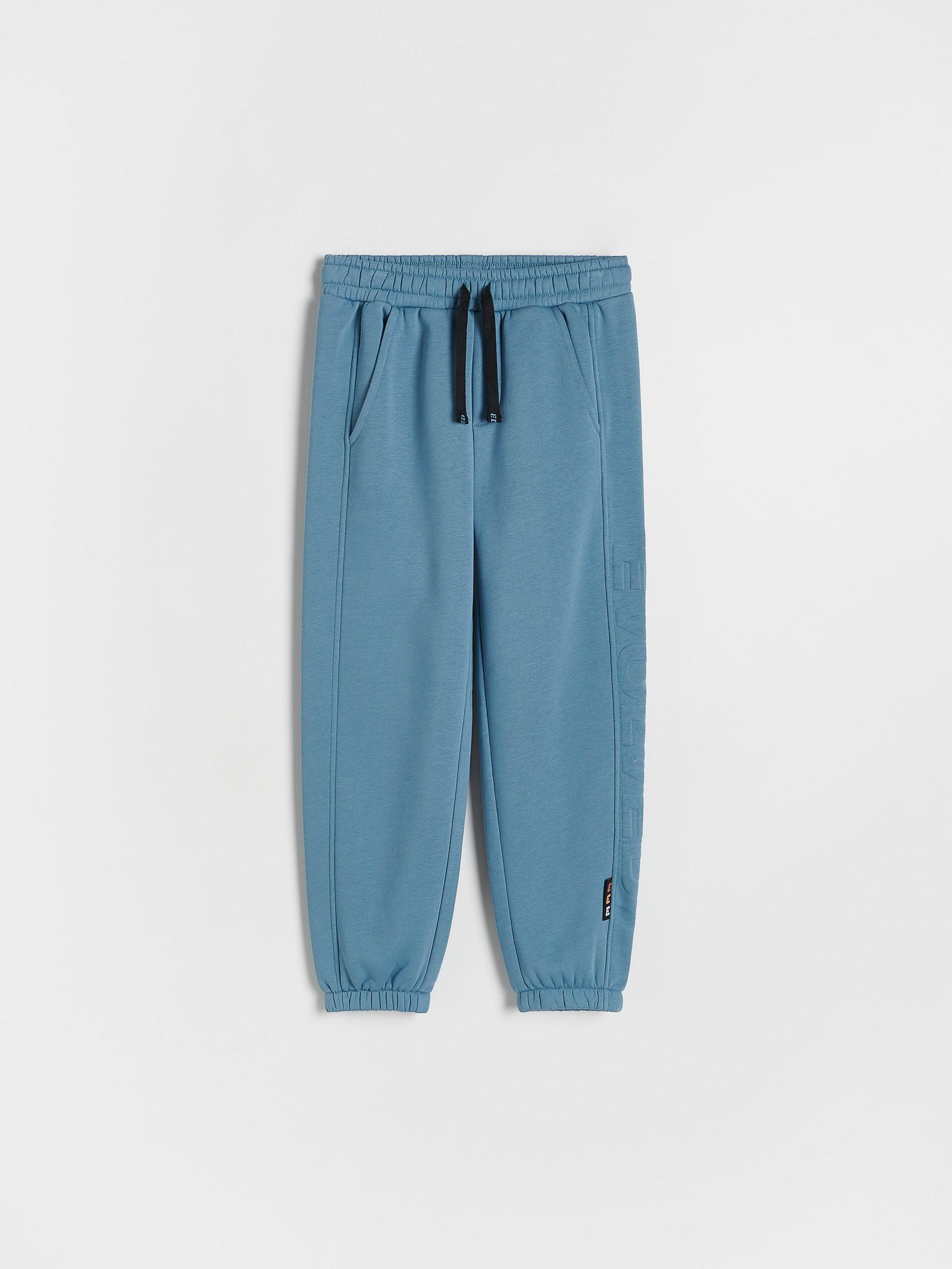 Blue Ribbed Soft Fleece Trousers, Kids Boys, , large image number 0