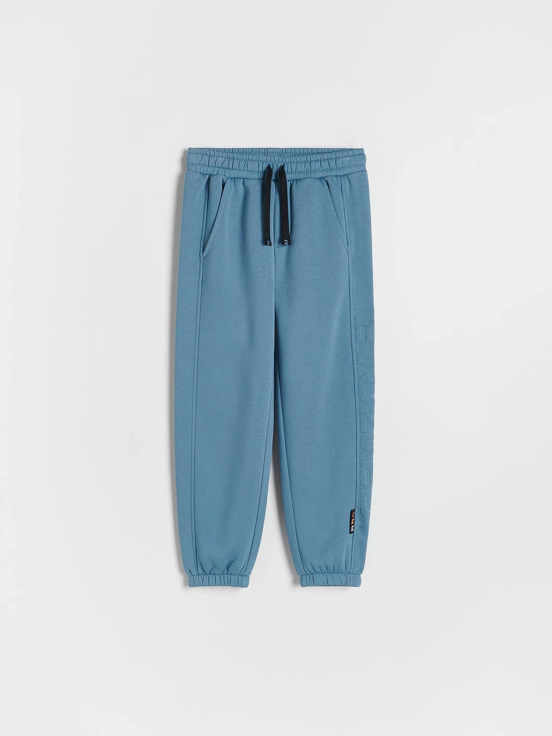 Blue Ribbed Soft Fleece Trousers, Kids Boys, , large image number 1