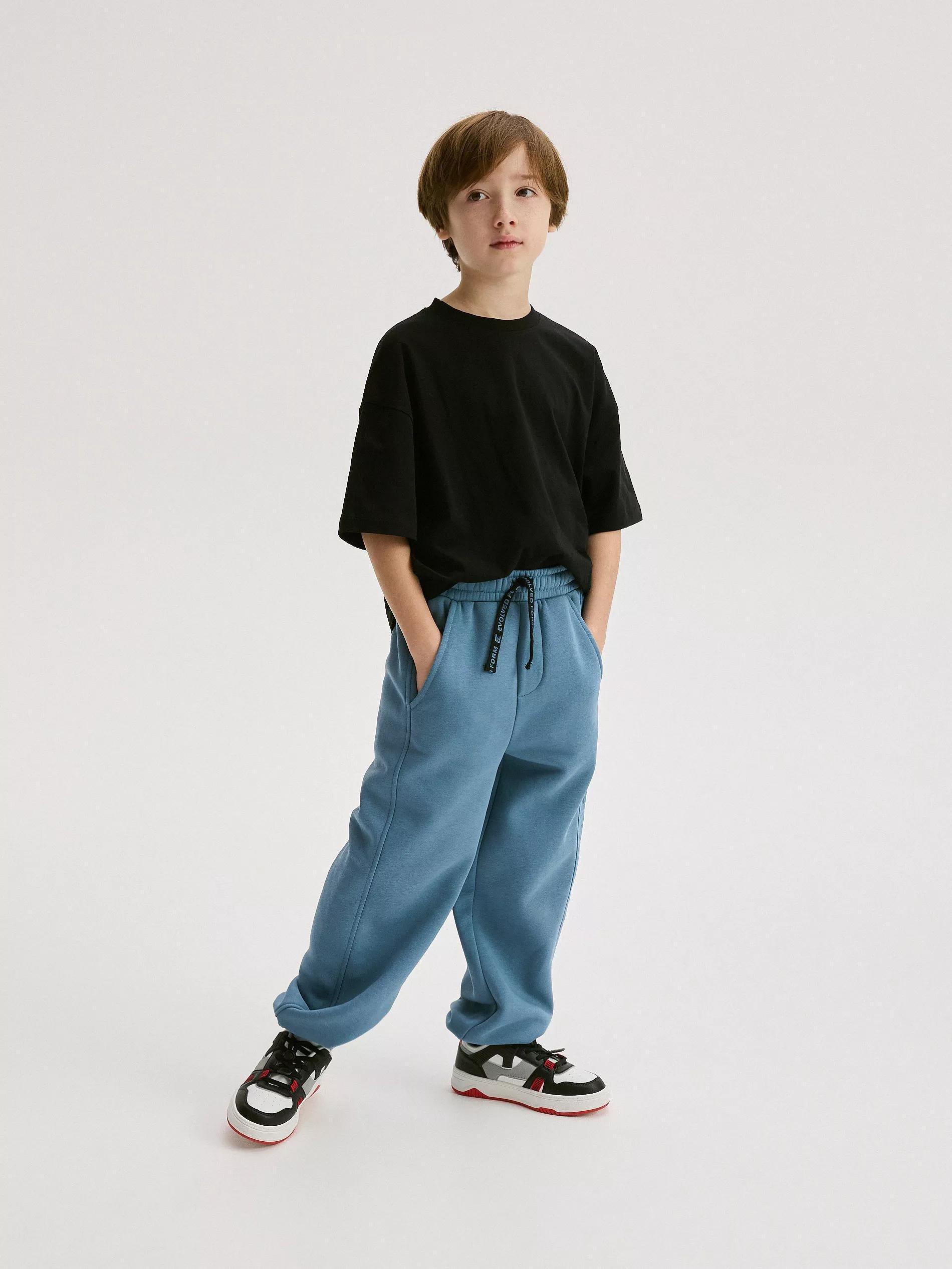 Blue Ribbed Soft Fleece Trousers, Kids Boys, , large image number 6