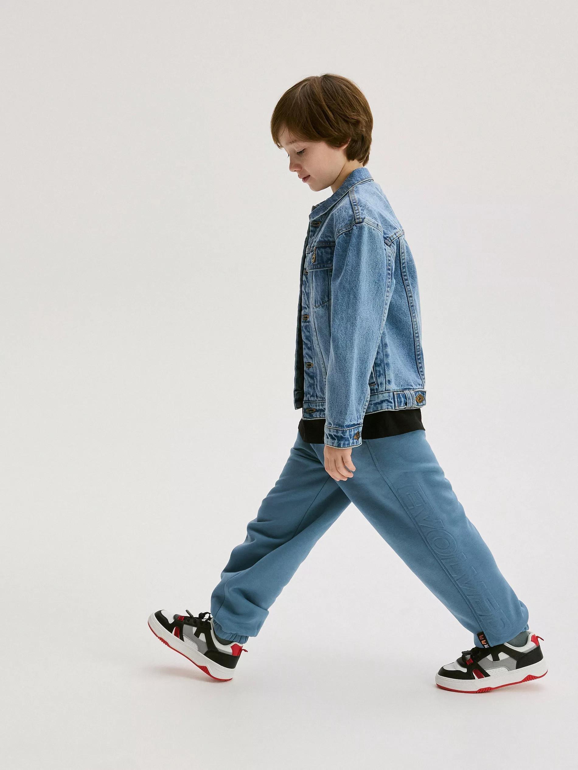 Blue Ribbed Soft Fleece Trousers, Kids Boys, , large image number 7