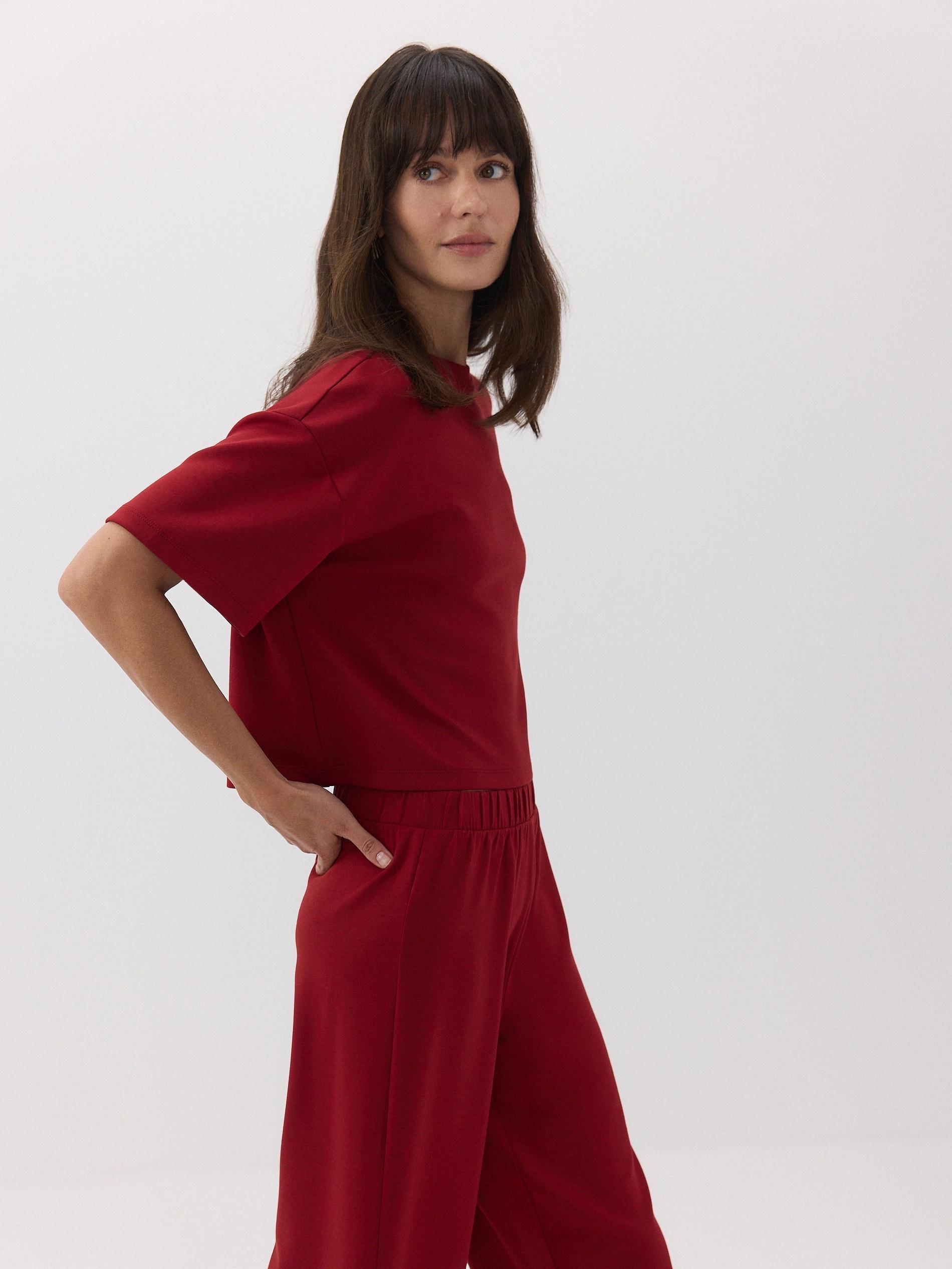Maroon Wide Leg Trousers, , large image number 1