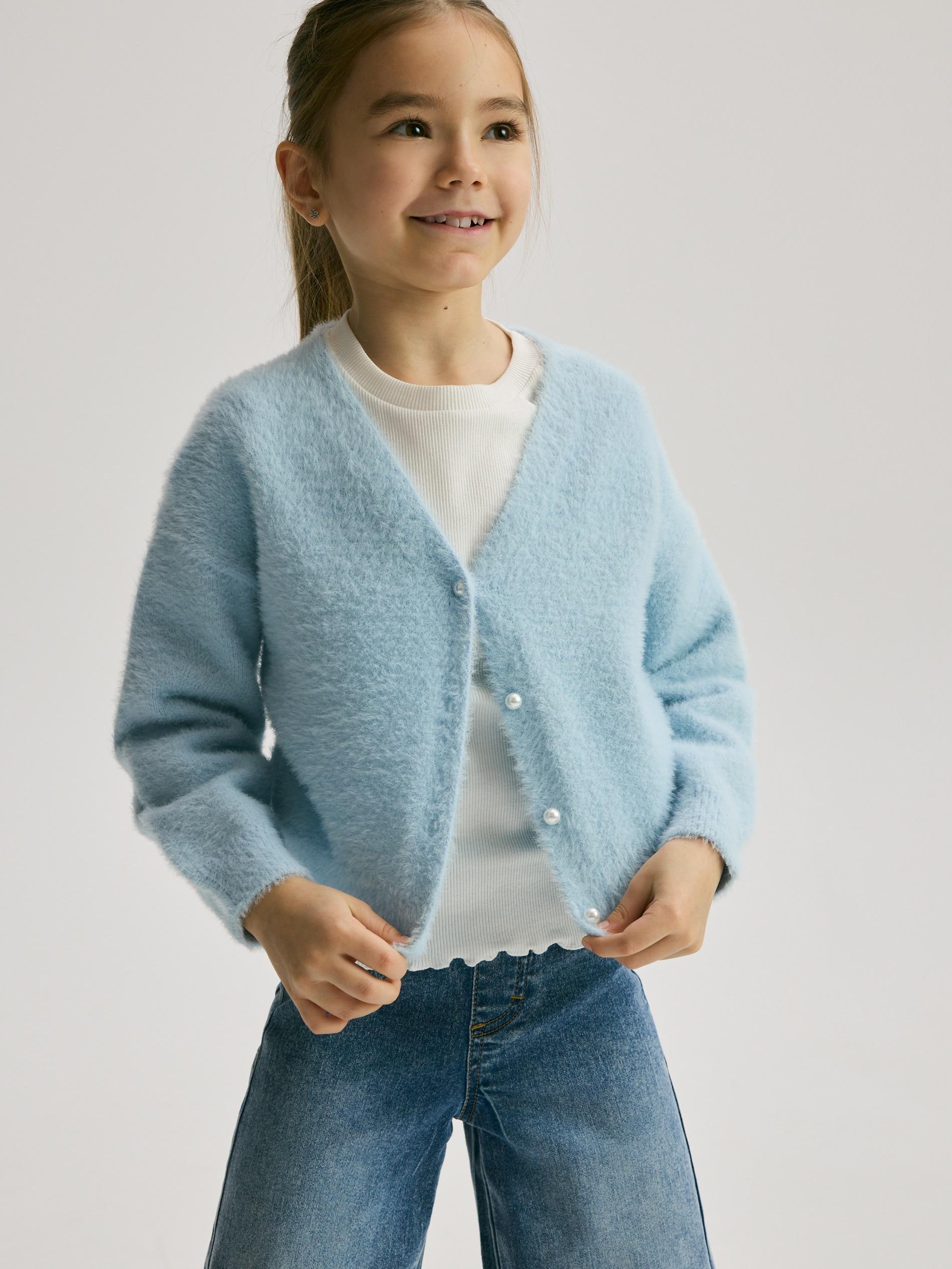 Blue Knit Cardigan, Blue, large image number 0