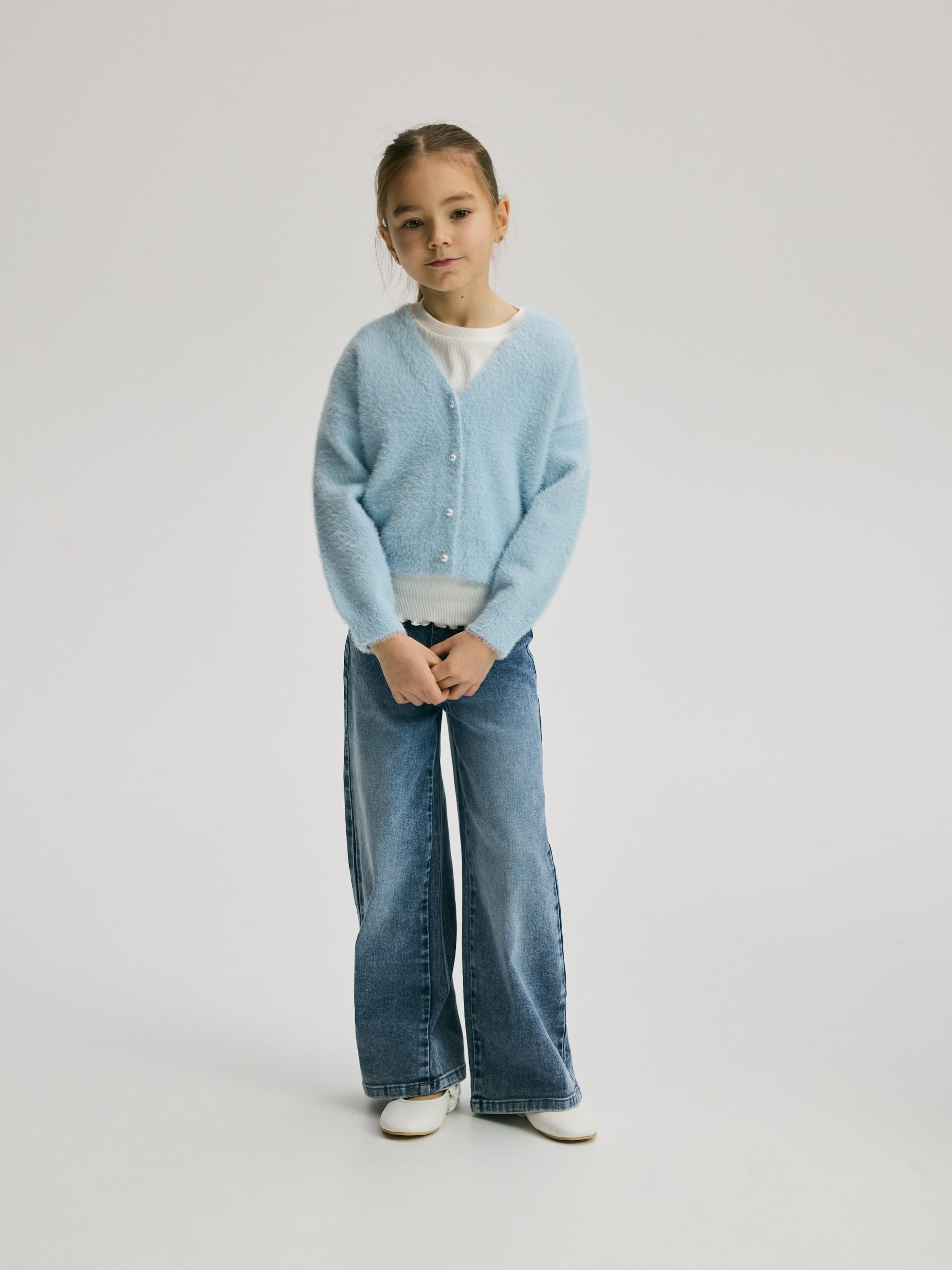Blue Knit Cardigan, Blue, large image number 1