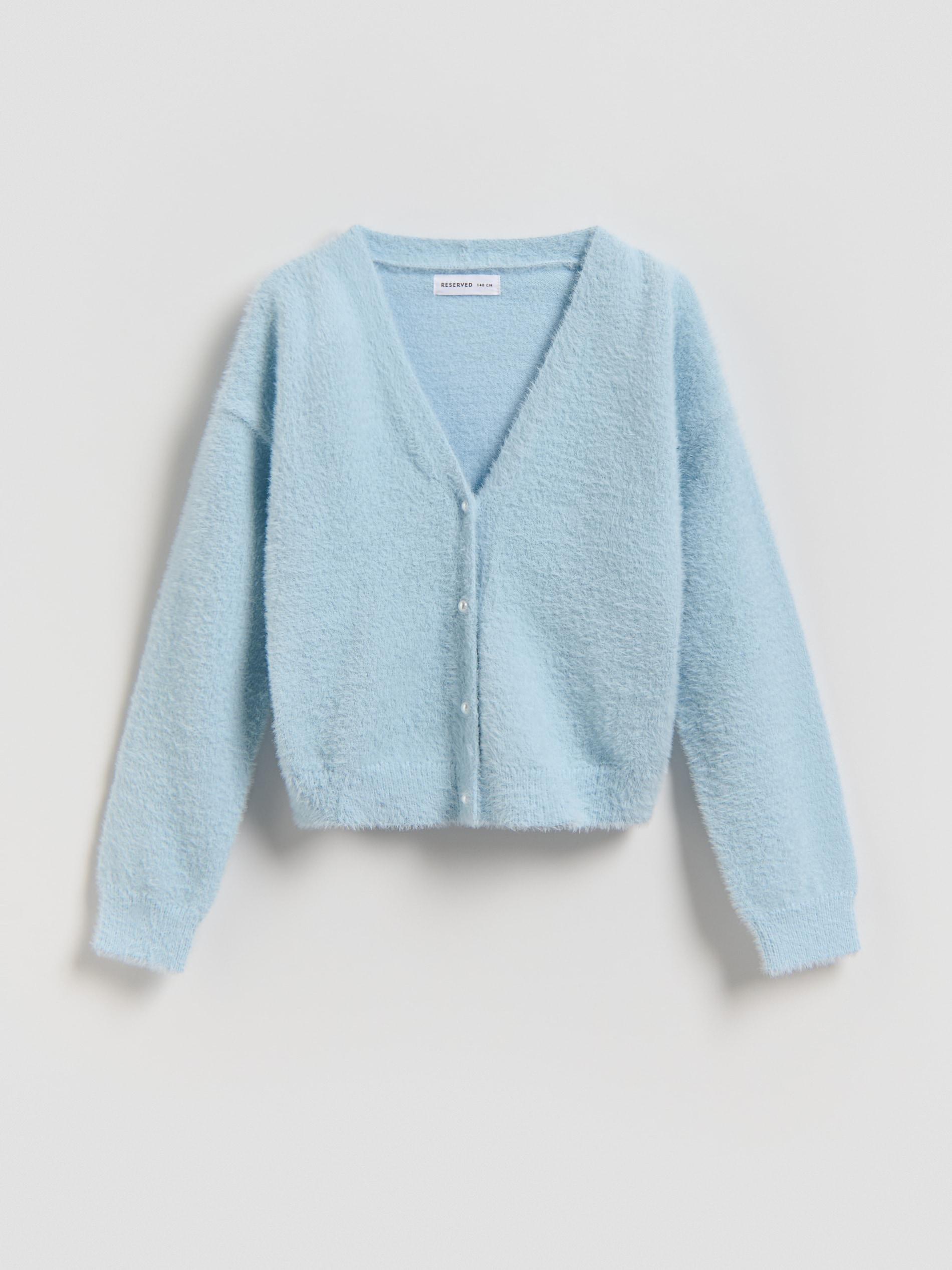 Blue Knit Cardigan, Blue, large image number 2