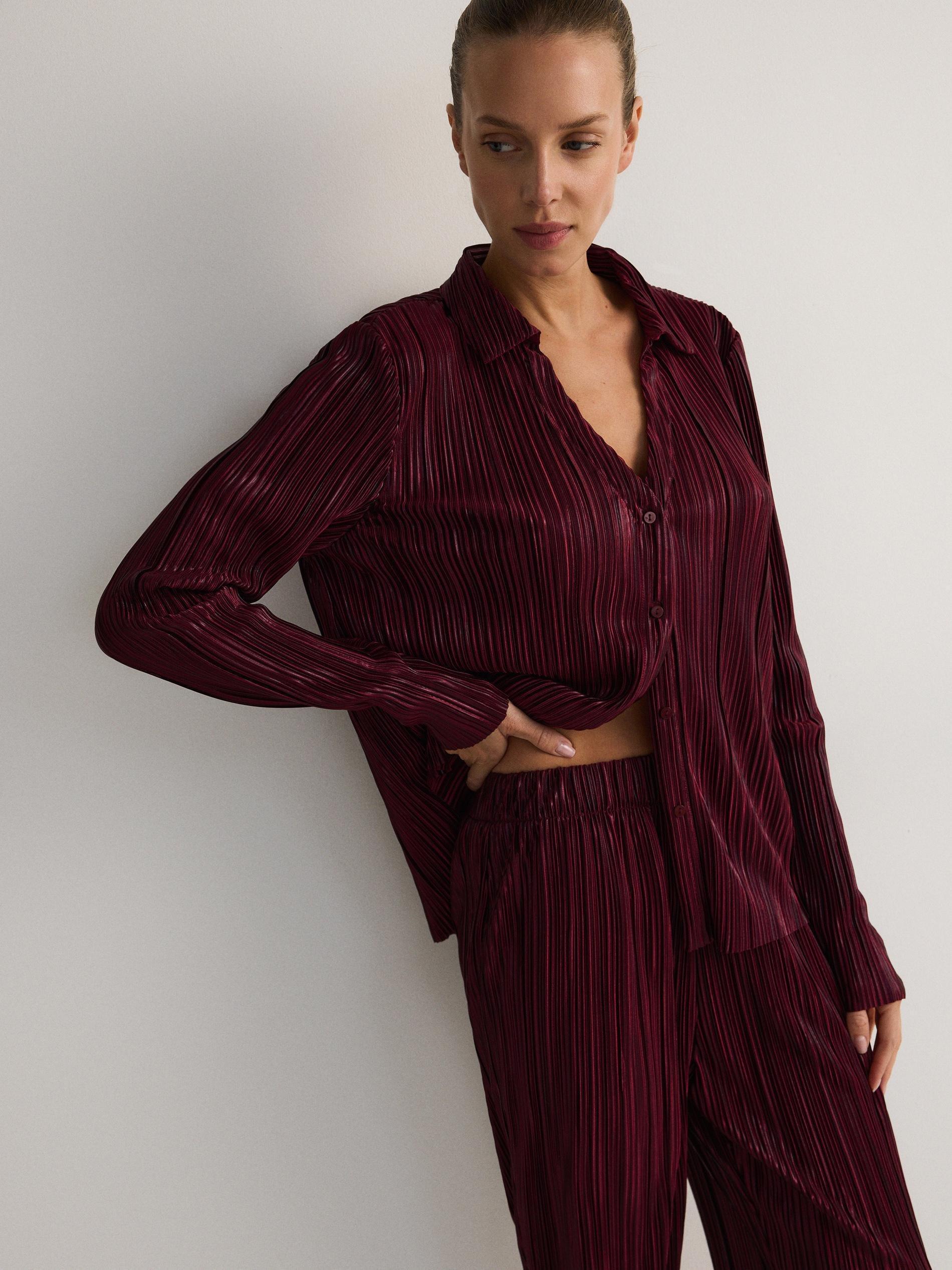 Brown Pleated Wide Leg Trousers, , large image number 2