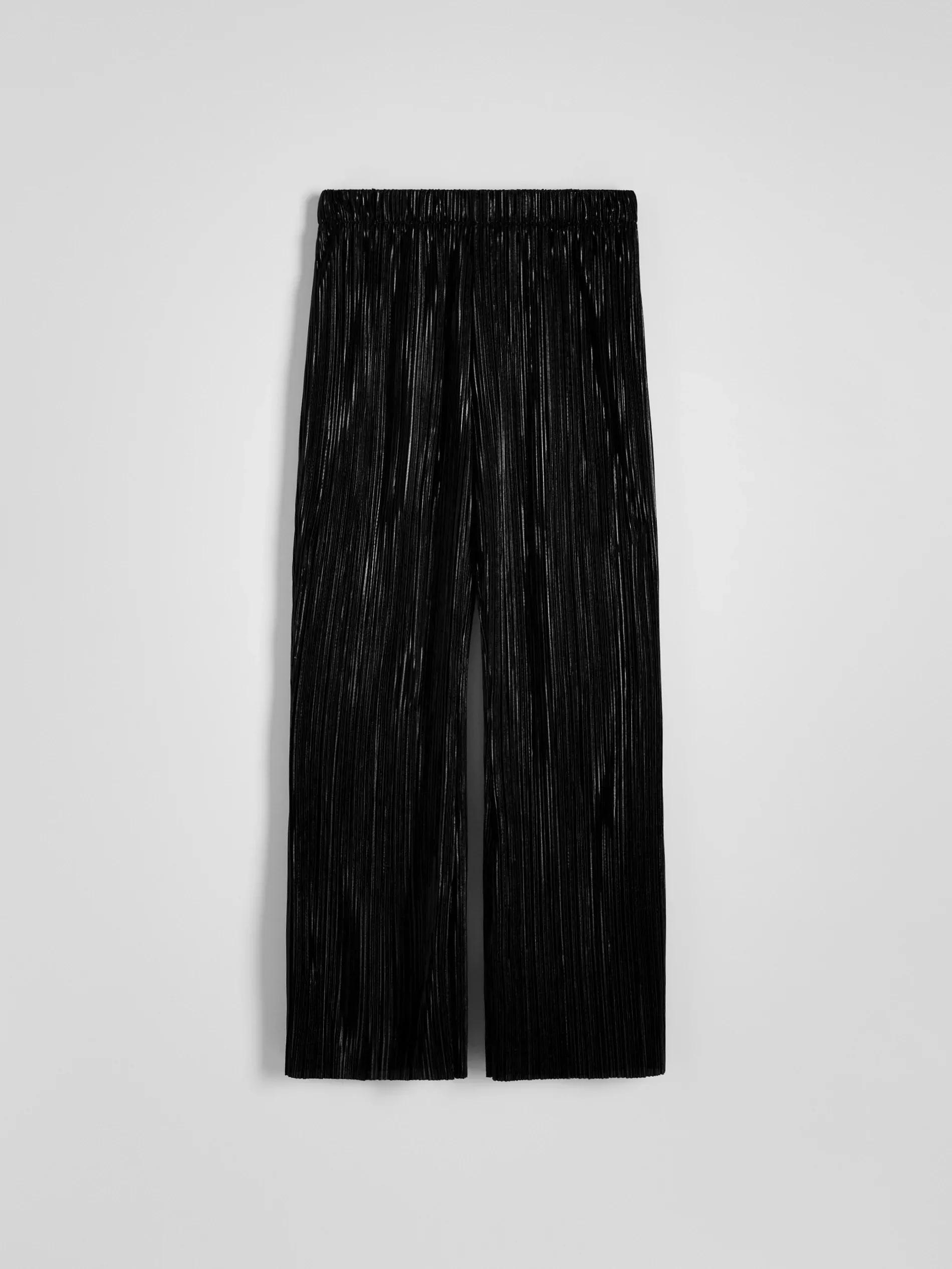 Black Pleated Wide Leg Trousers, , large image number 3