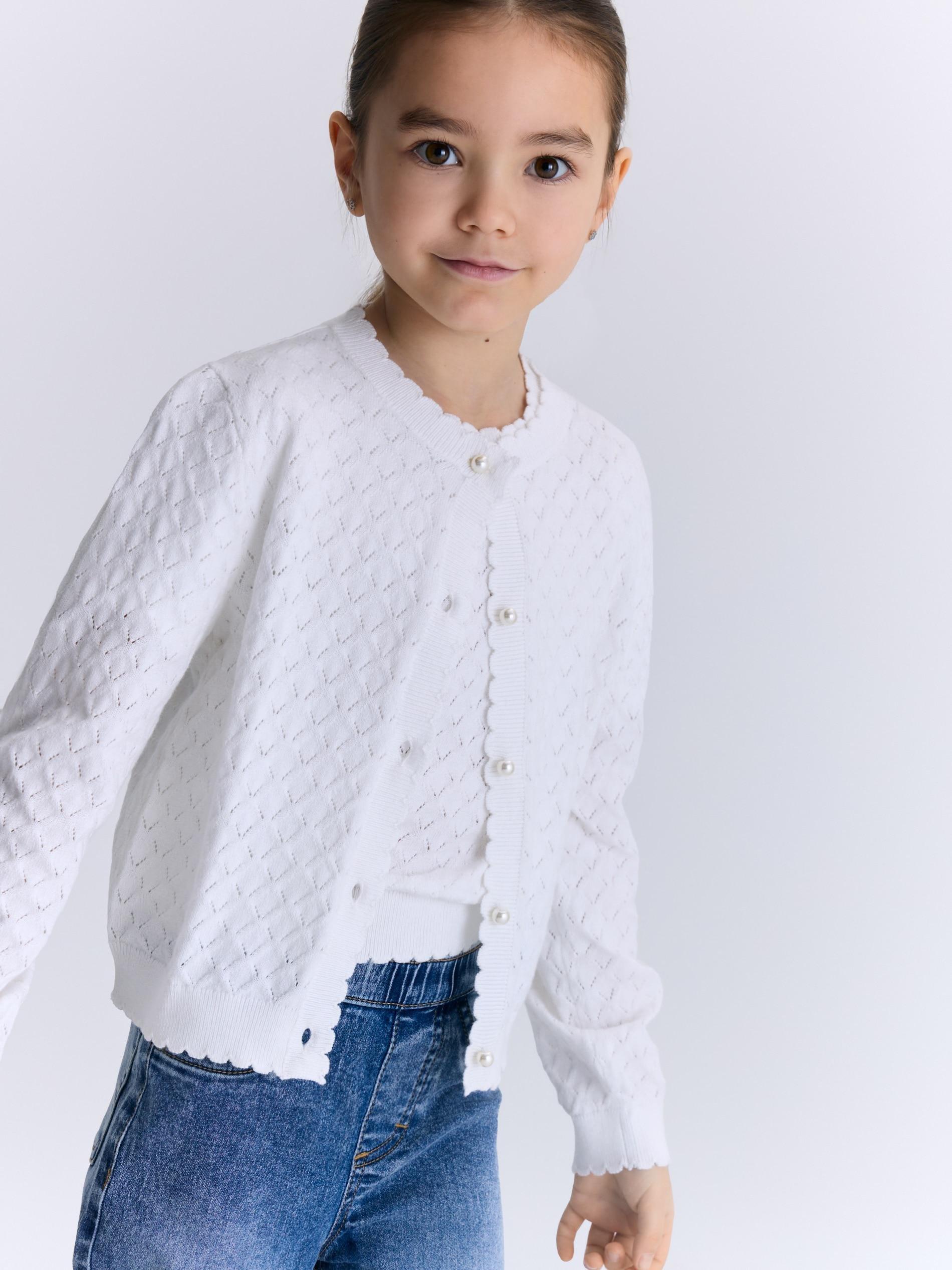 Cream Wool Blend Cardigan, Ivory, large image number 0